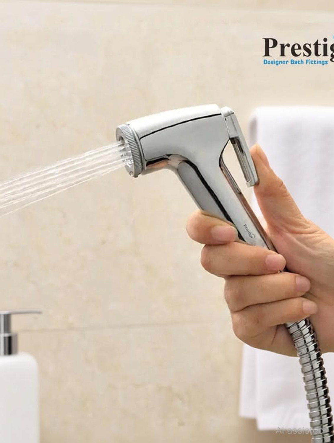 Image of Prestige Passion Health Faucet With Ss-304 Grade 1 Mtr Flexible Tube and Wall Hook Health Faucet