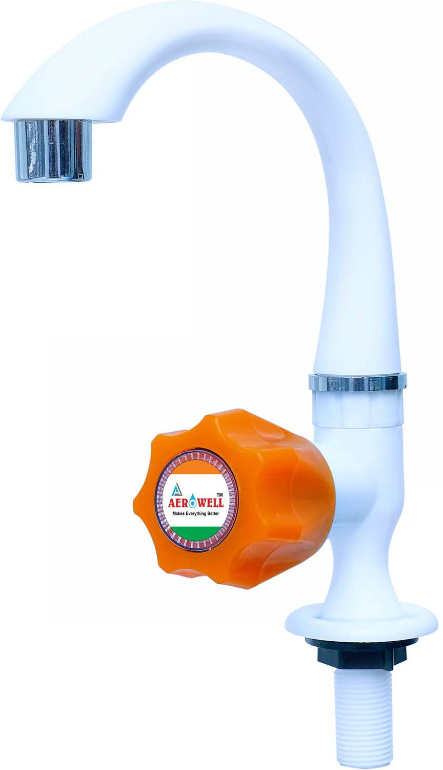 aerowell 1 Pvc Swan Neck Tap Orange (With Foam Flow) For Kitchen/Bathroom Wash Basins Pillar Tap Faucet