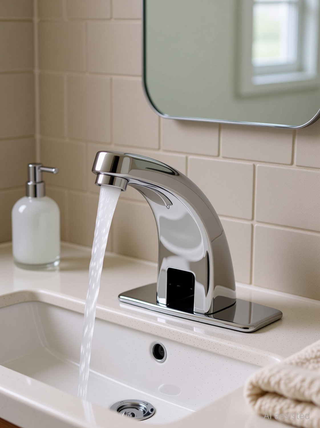 Image of QAWACHH by Qawachh Automatic Touch Less Brass Curve Water Sensor Tap Faucet Silver Chrome Finish Sensor Tap Faucet