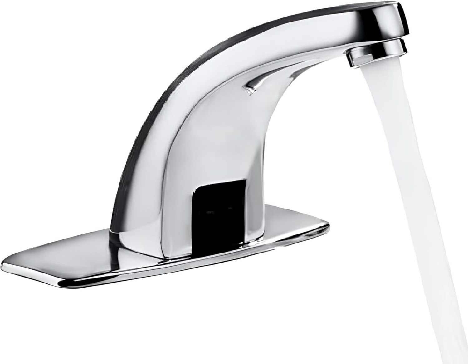 Image of QAWACHH by Qawachh Automatic Touch Less Brass Curve Water Sensor Tap Faucet Silver Chrome Finish Sensor Tap Faucet
