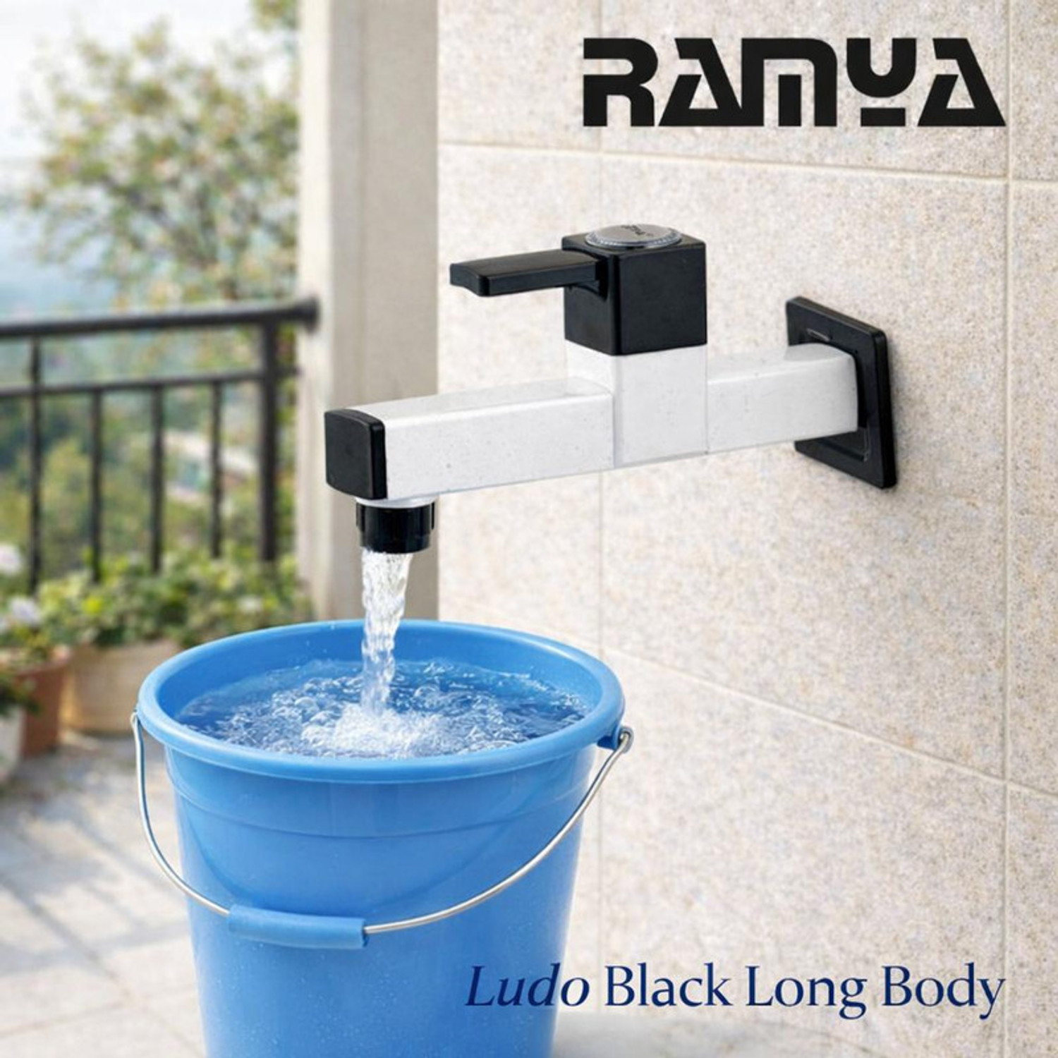 Image of Ramya Ludo Long Body Tap Set OF 2 PTMT Heavy Weight Plastic Faucet Bib Tap Faucet (Wall Mount Installation Type)