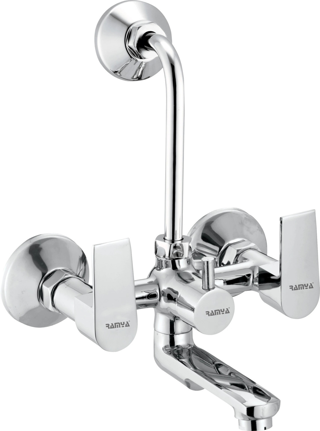 Image of Ramya Prime Wall Mixer With Band & 8x8 Shower Head 15inch Arm For Bathroom Tap Wall Mixer Faucet