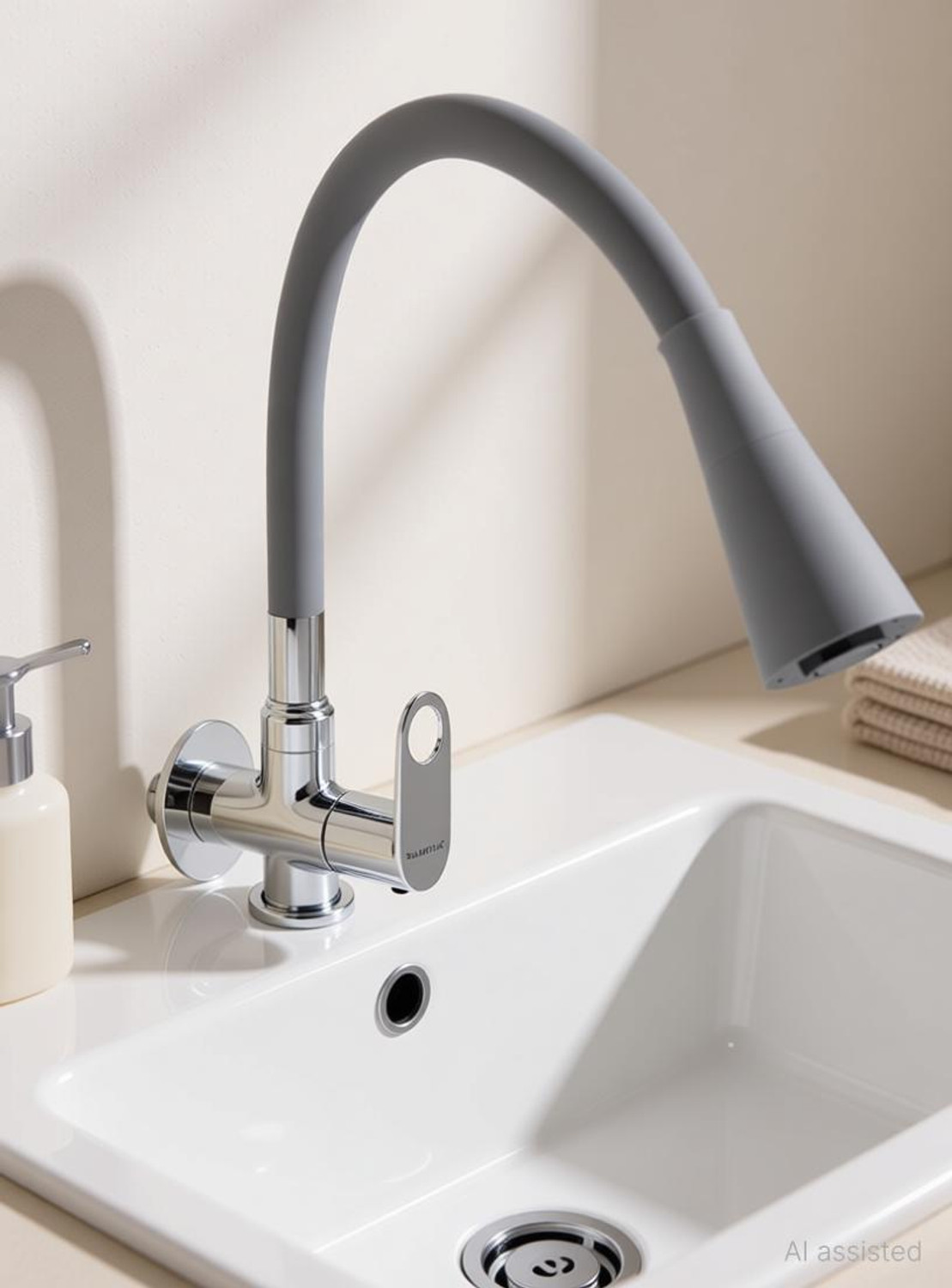 Image of Ramya ORNAMIX Smart Flexible Sink Tap Grey (With 360 Degree Flexible Silicon Hose & Dual Flow Pattern) Cold Water Tap Pillar Tap Faucet