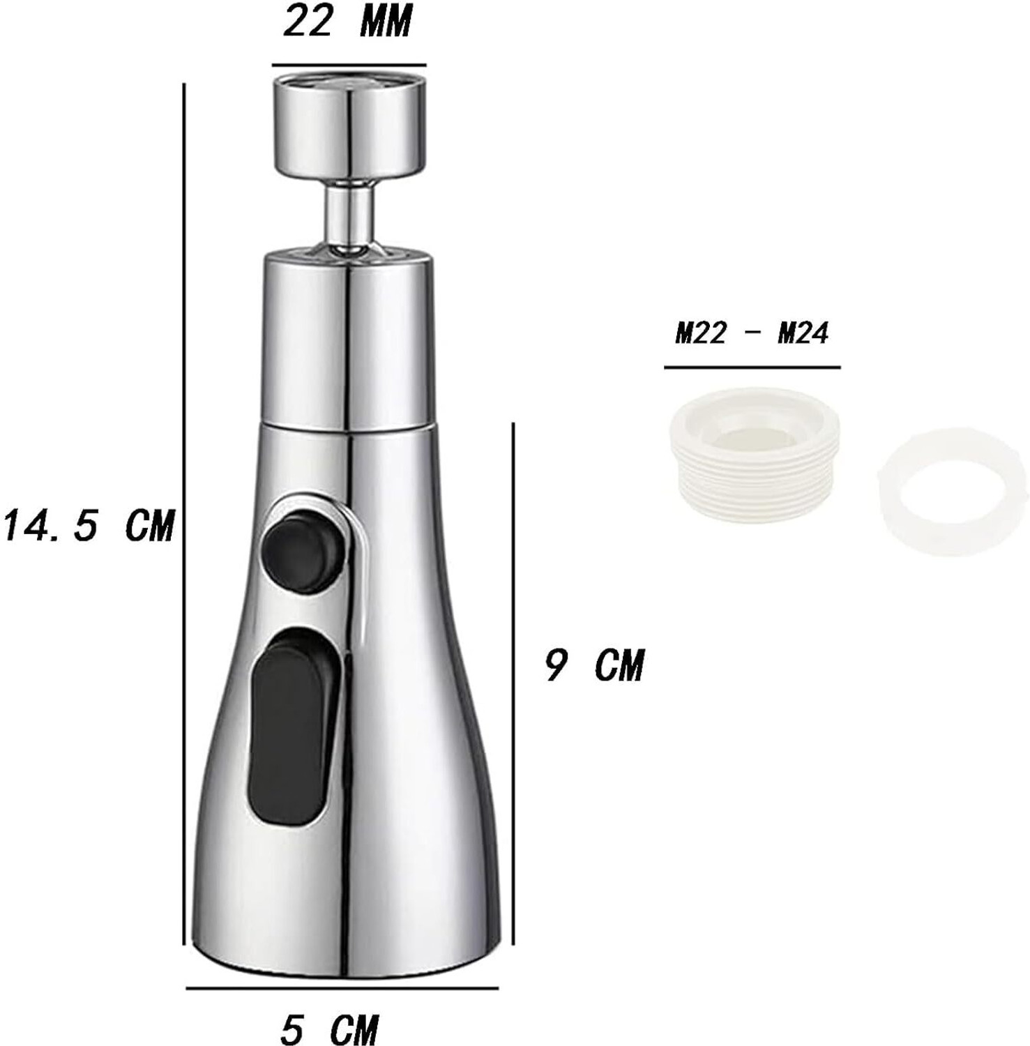 Image of KEMLOZE 360 Rotating Flexible Faucet Splash Head Dual Mode Water Saving Aerator Aerator Foam Flow Faucet