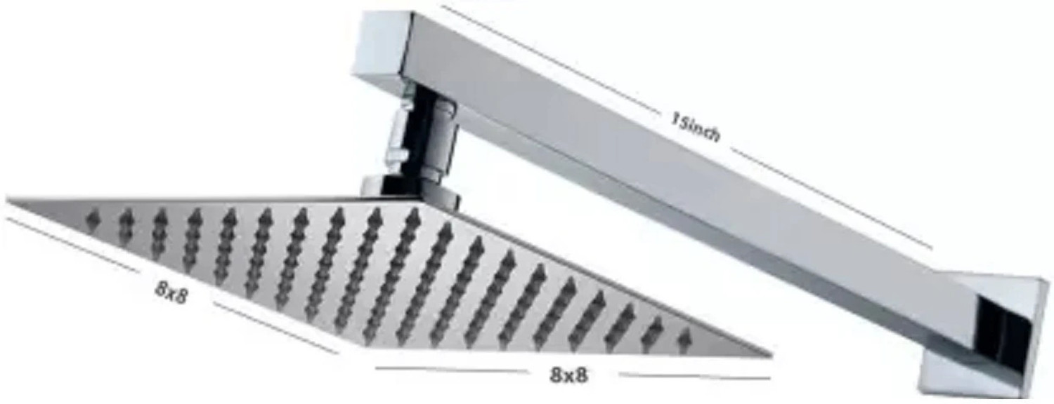 Image of Ramya Prime Wall Mixer With Band & 8x8 Shower Head 15inch Arm For Bathroom Tap Wall Mixer Faucet