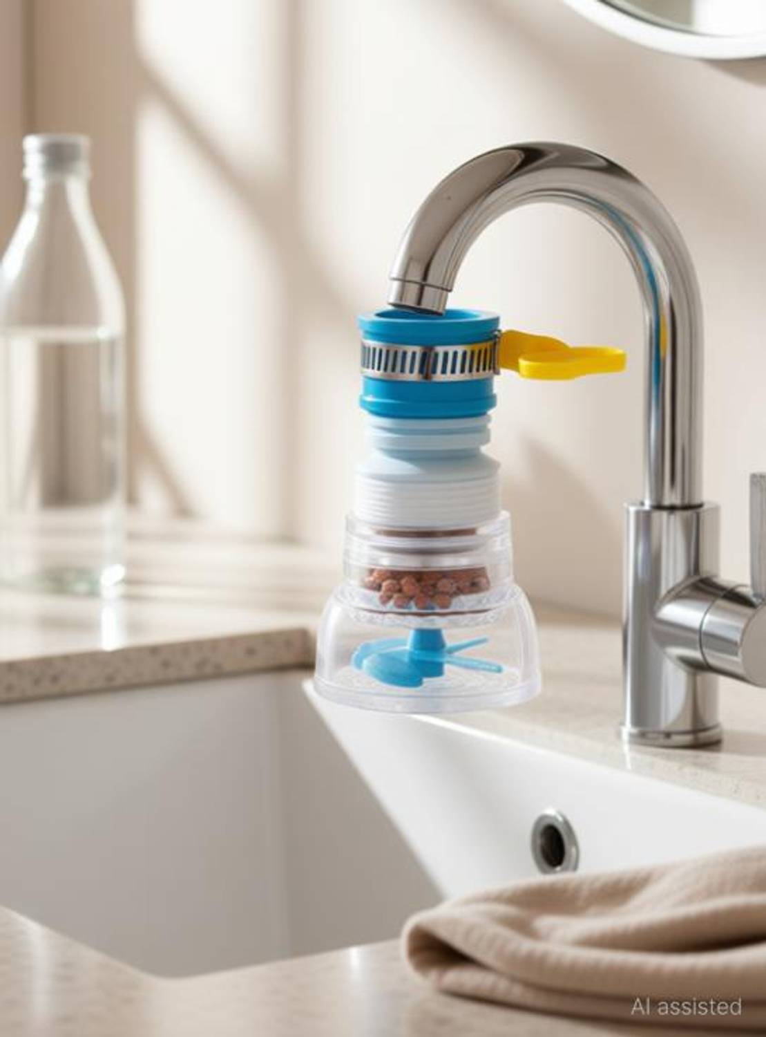 AKRIZA 360 Degree Water Filter for Sink Kitchen Faucet Extender Filter with Activated Carbon Cute Bathroom Sink Filter Health  Faucet