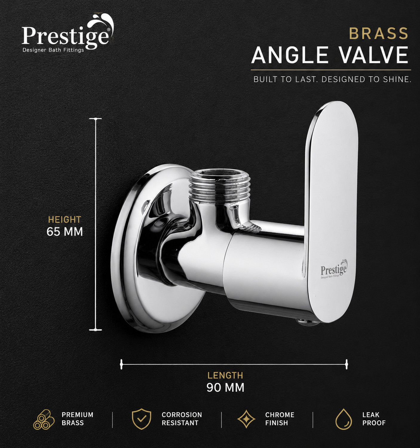 Image of Prestige by Prestige Opal Angle Cock With Wall Flange Pack Of 4 Bathroom Fitting Taps Angle Cock Faucet