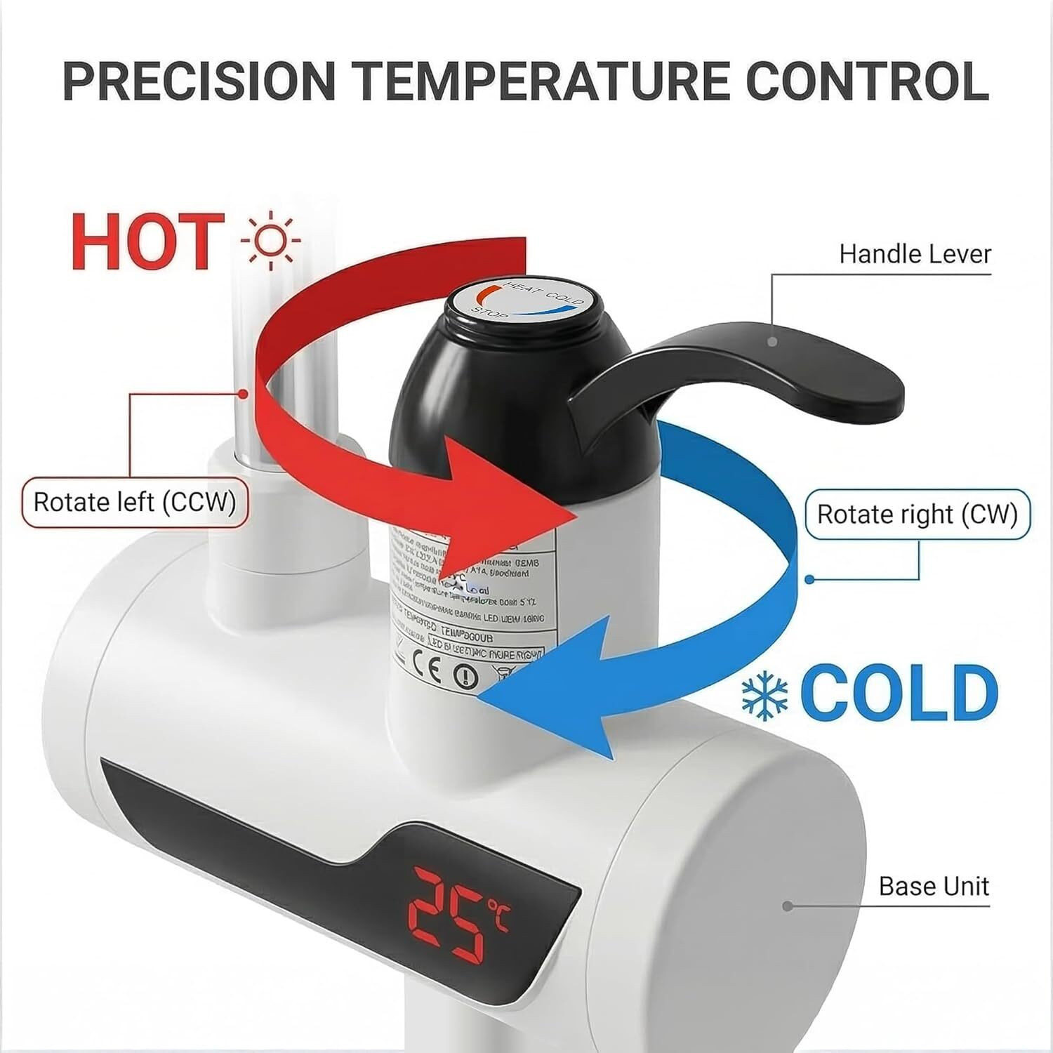 Image of HNO SALES hn-36-Instant Water Heater Faucet-without box Tankless Hot Water Heater for Kitchen & Bathroom, Adjustable Temperature Control Swan Neck Faucet (Centerset Installation Type)