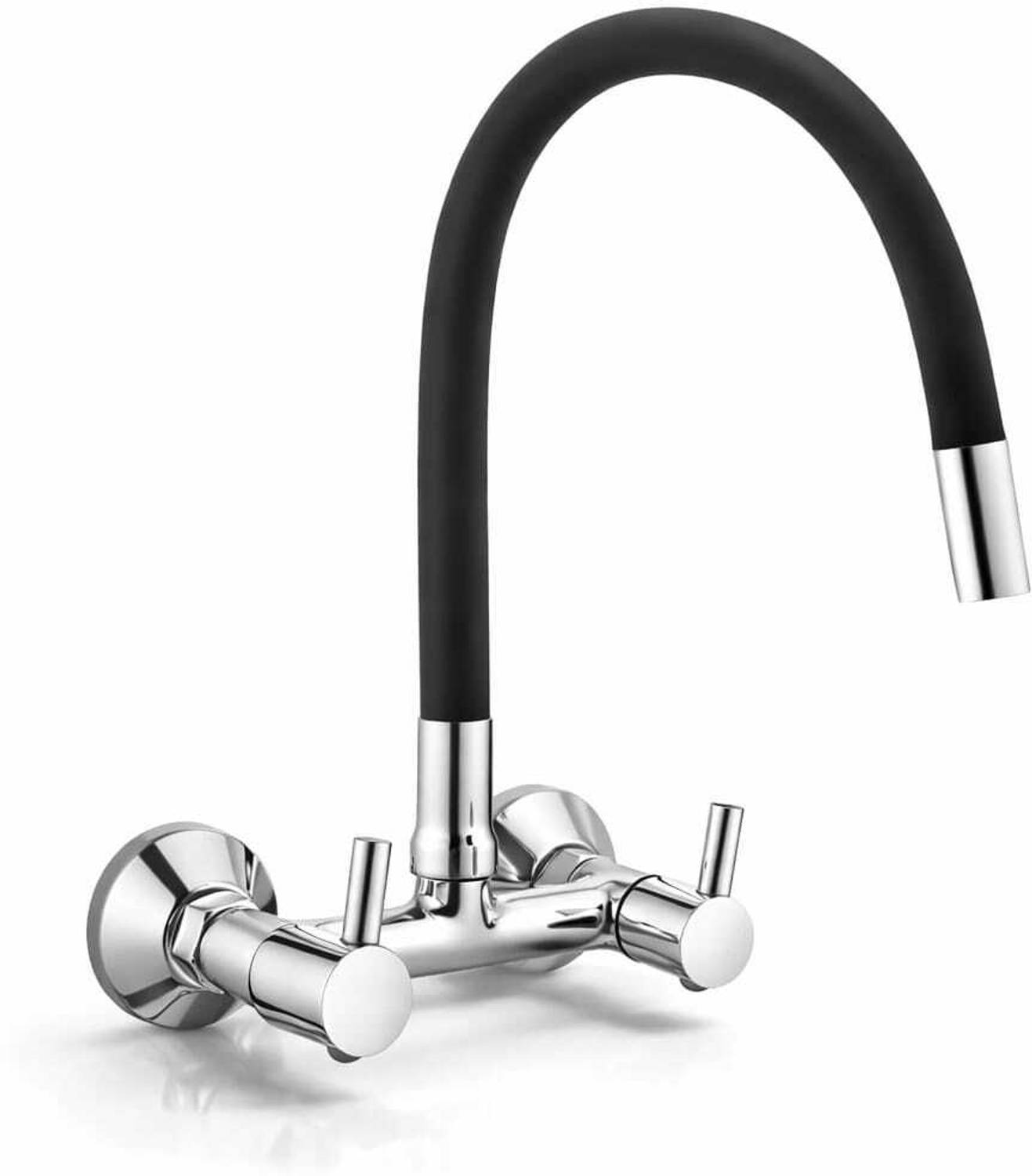 10x by 10X Brass Sink Mixer Tap For Kitchen BTl-9876 Flexible Neck Dual Flow Black Sink Mixer Faucet