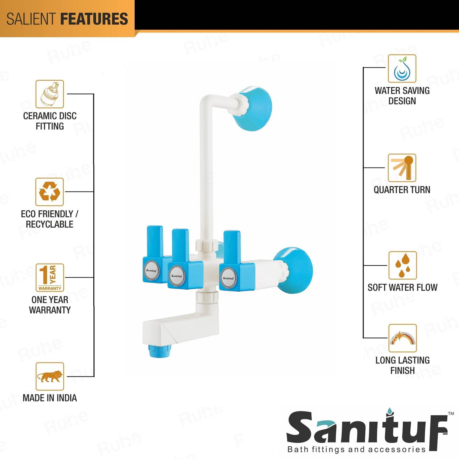 Sanituf RG-1021 Wall Mixer with L Bend - Image 4