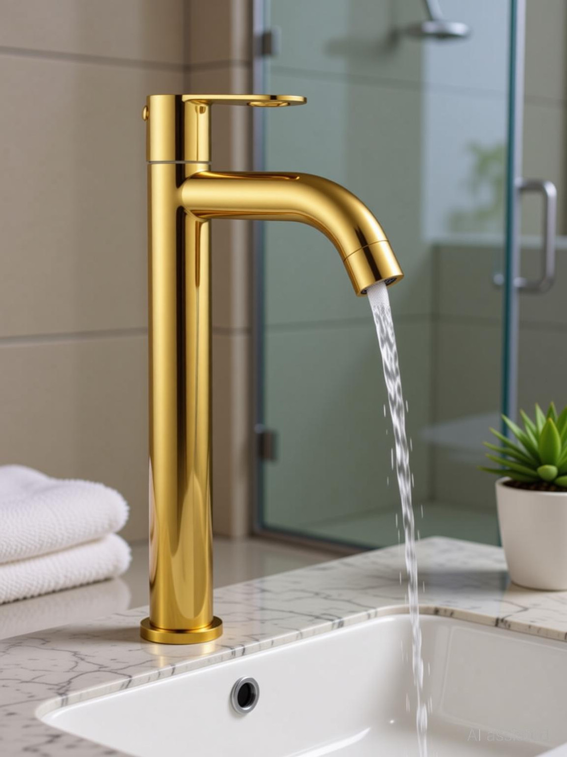 Image of Shop clozer by Shop clozer Tall Body Piller Tap For SS-304 Gold Color 12 Inches Deck Mount Installations Easy To Use Pillar Tap Faucet