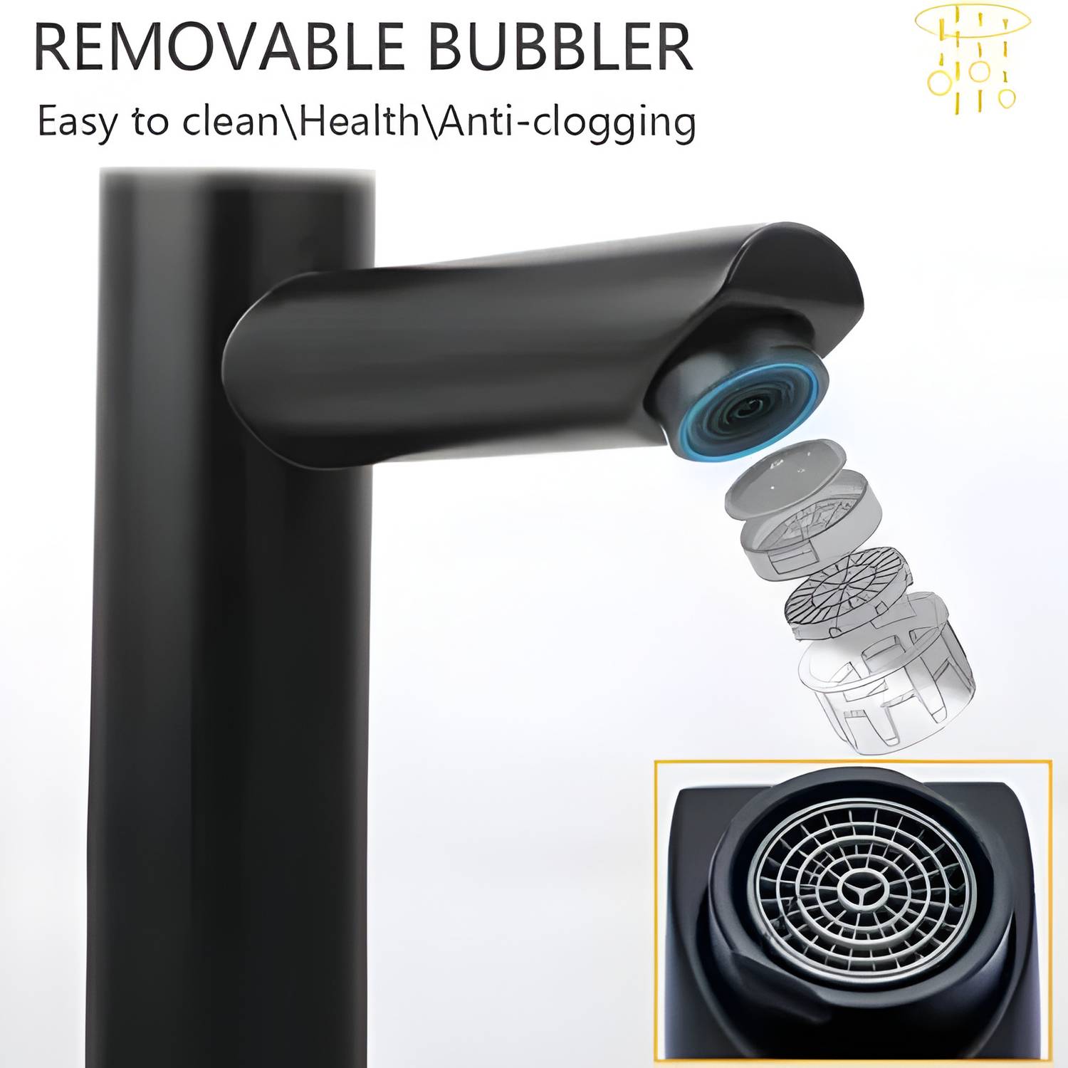 Kyari 12 inch Black Table Top Pillar Tap - Image 2