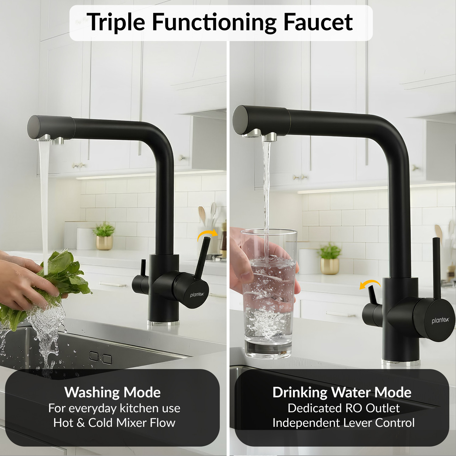Image of Plantex Kitchen Sink Faucet /Kitchen Tap Handle /Double Handle Kitchen Mixer Tap Hot &Cold Sink Mixer Faucet