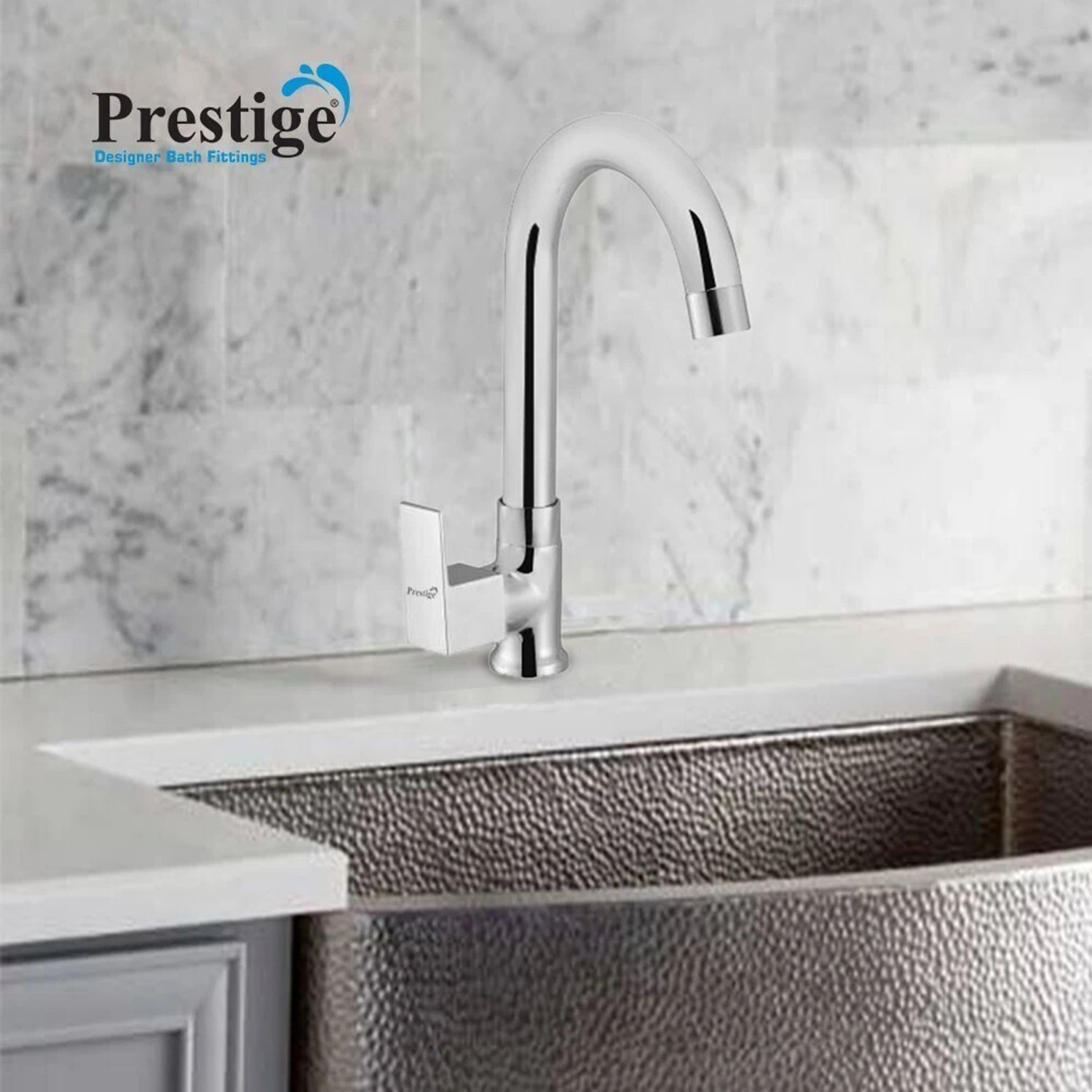 Image of Prestige SmartBuy Brass Orion Collection Swan Neck Play With 360 Degree Rotating Spout For Kitchen & Wash Basin Chrome Finish Pack Of 1(Brass Swan Neck) Swan Neck Faucet