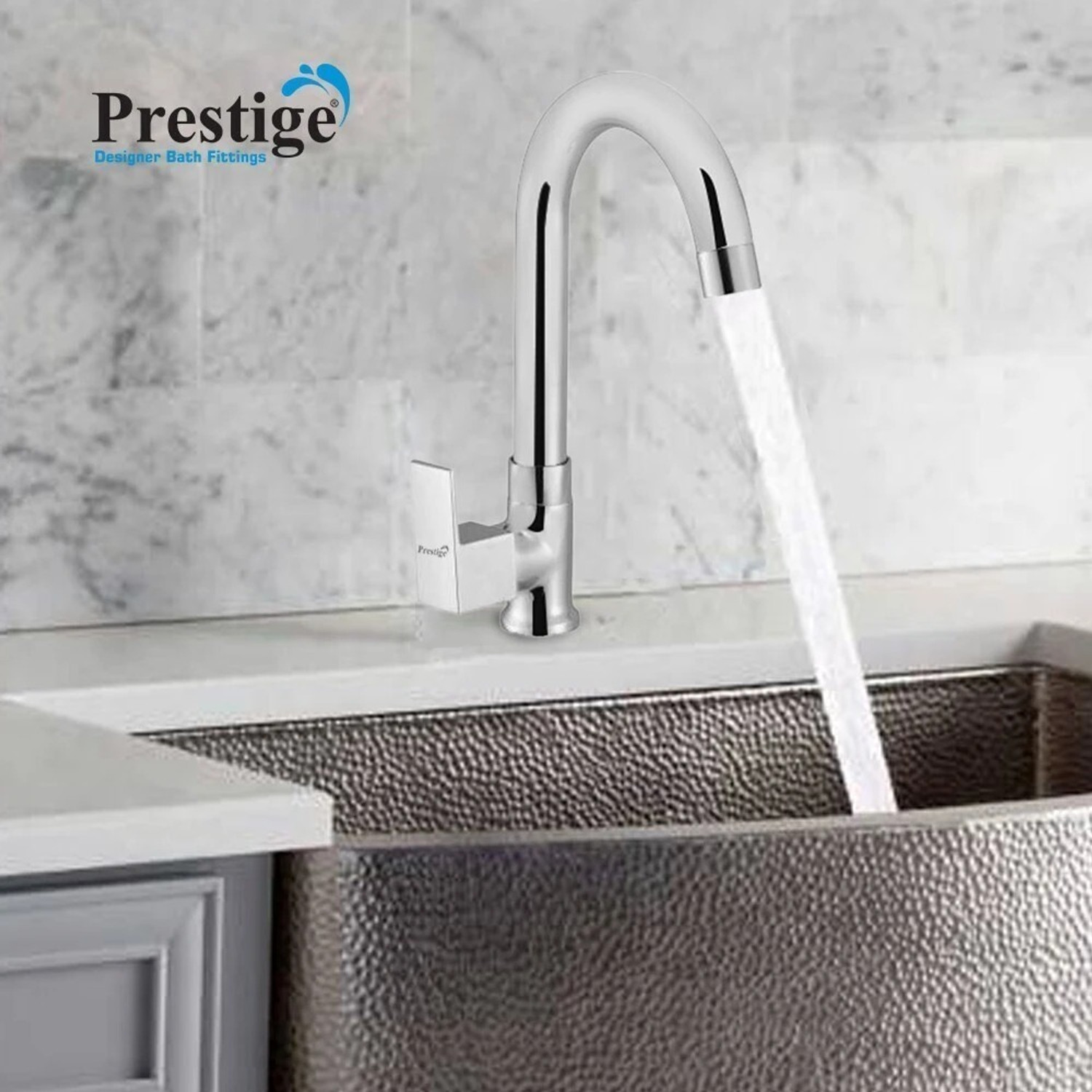 Image of Prestige SmartBuy Brass Orion Collection Swan Neck Play With 360 Degree Rotating Spout For Kitchen & Wash Basin Chrome Finish Pack Of 1(Brass Swan Neck) Swan Neck Faucet