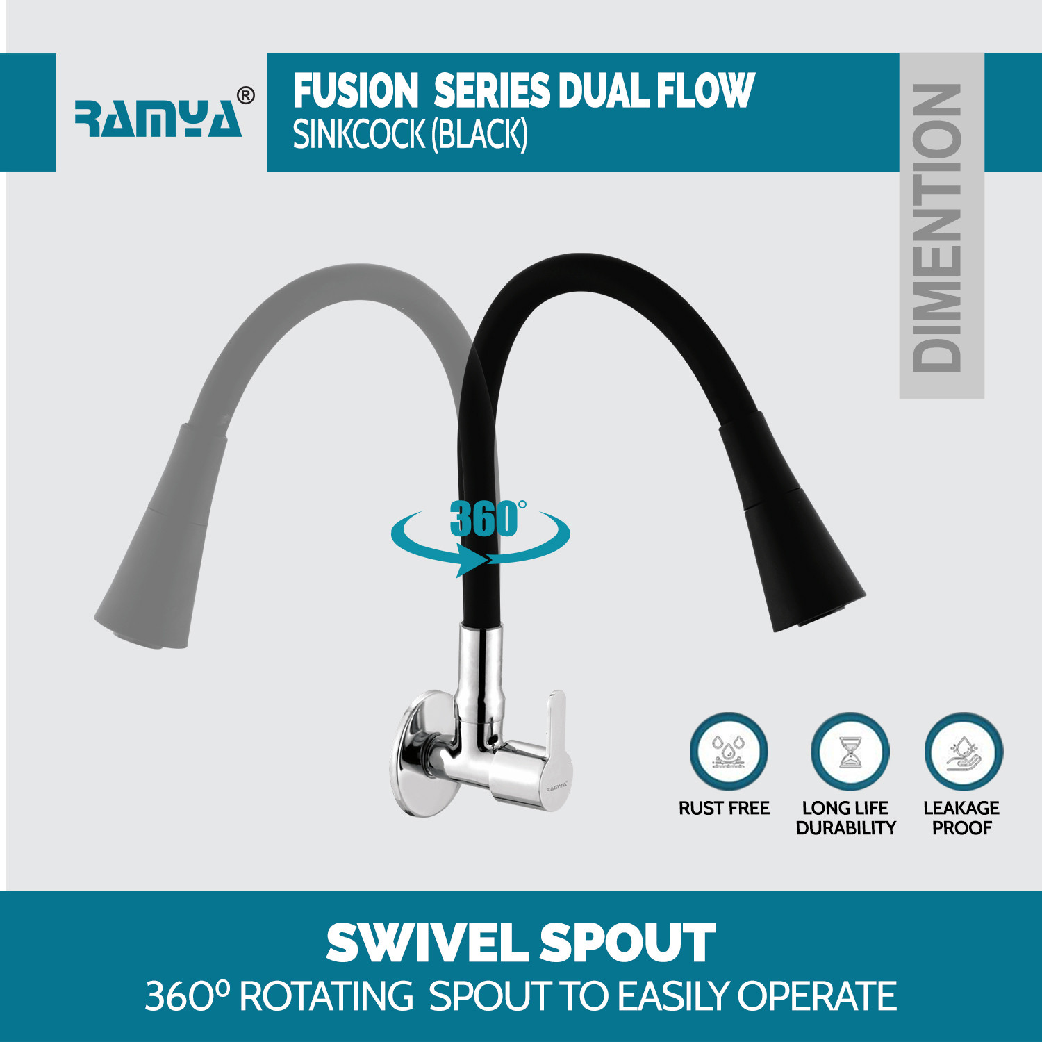 Image of Ramya Pilot Silicon Swivel Spout & Dual Flow Pattern For Hot OR Cold Water Tap With 360 degree swivel spout For Kitchen Sink Wash Basin Pillar Tap Faucet