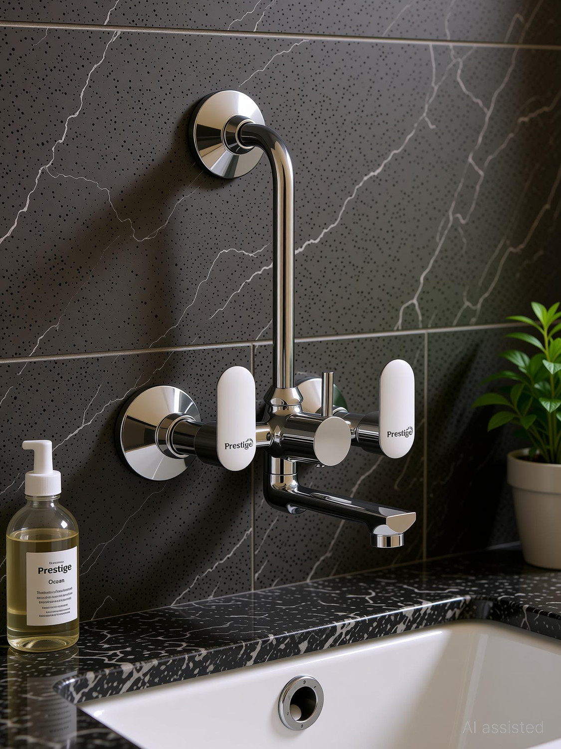 Image of Prestige Ocean Telphonic Wall Bend Wall Mixer Faucet