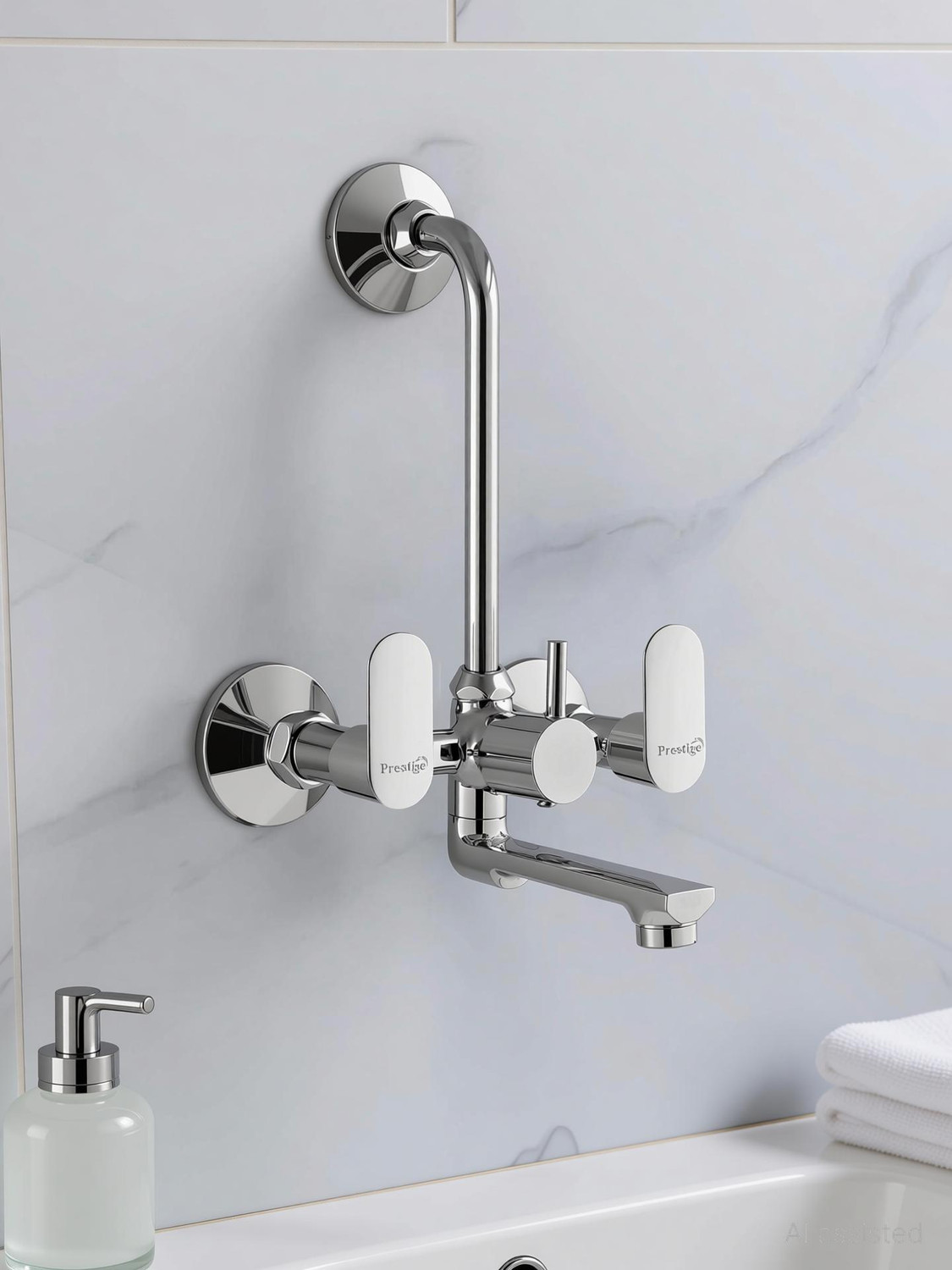 Image of Prestige Ocean Telphonic Wall Bend Wall Mixer Faucet