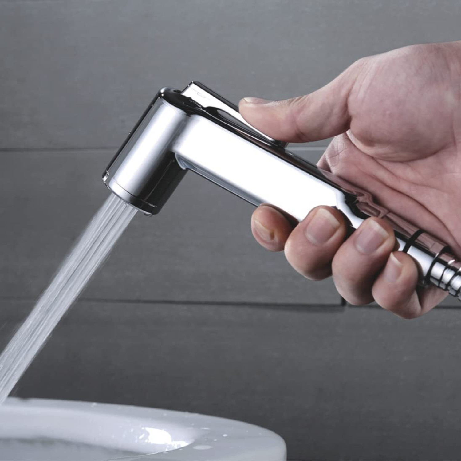 Image of KURIC ABS Health Faucet with SS-304 Grade 1 Meter Flexible Hose Pipe and Wall Hook Chrome Finish, Sink Sprayer, Jet Spray for Toilet, Wash Bidet Jet Spray Health Faucet