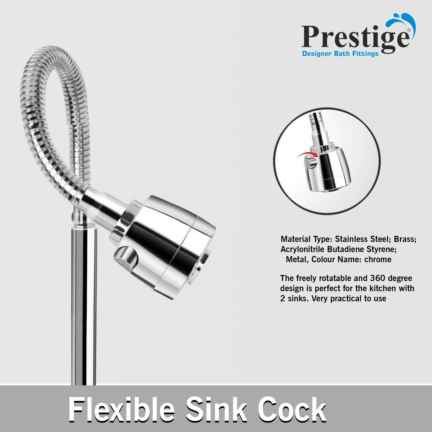 Image of Prestige (Brass) Vignet Kitchen Spout Flexible Sink Cock with Spout Rain Spray Pillar Tap Faucet