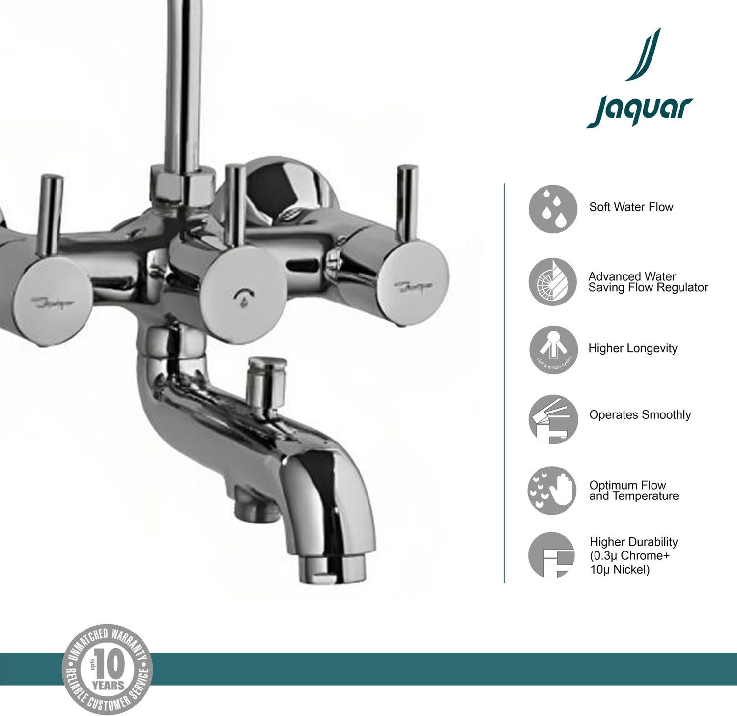 Image of Jaquar with 115mm Bend Pipe, Connecting Legs & Wall Flange | FLR-CHR-5281N with 115mm Bend Pipe, Connecting Legs & Wall Flange | FLR-CHR-5281N Wall Mixer Faucet