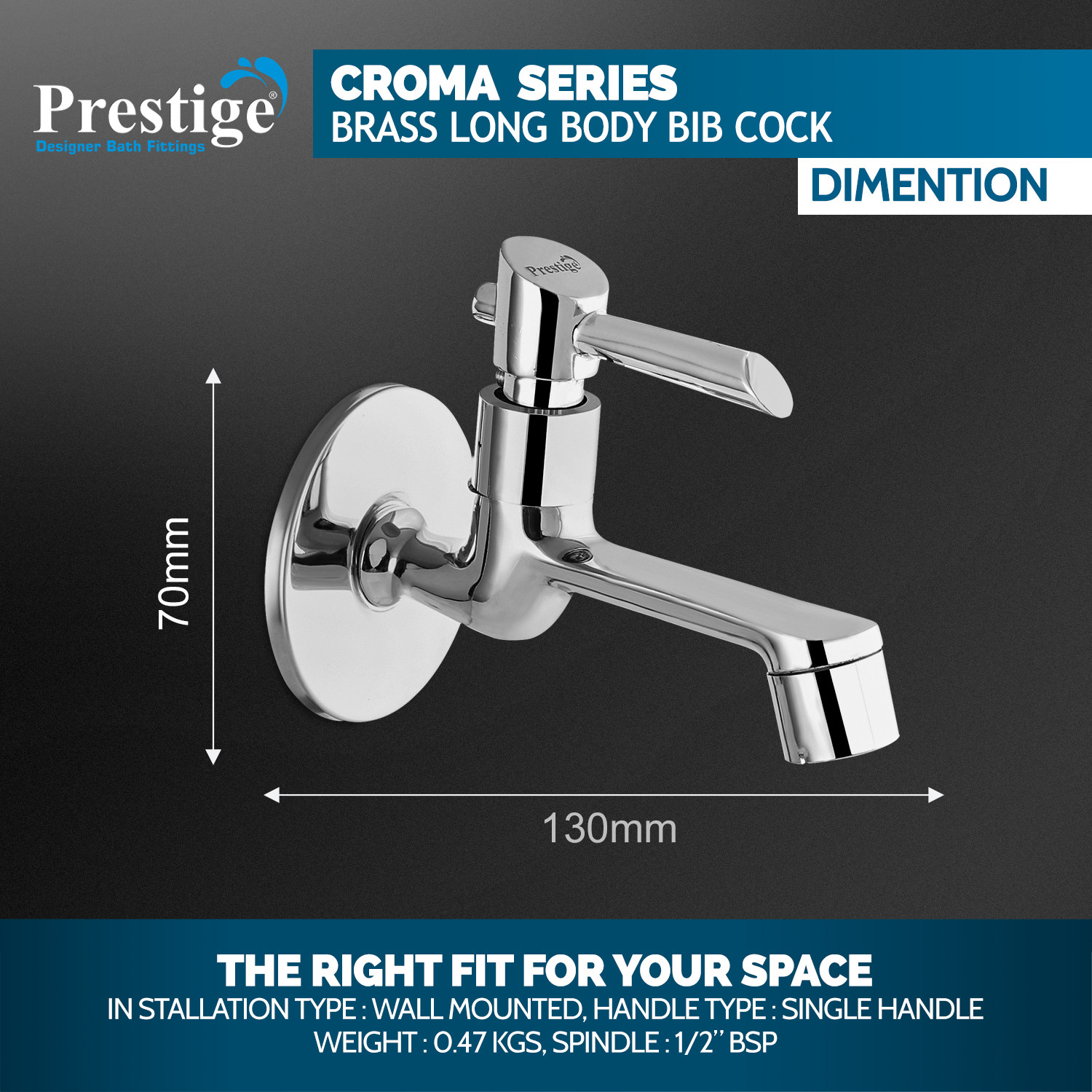 Image of Prestige Croma Long Body-Pack Of 2 Bib Tap Faucet