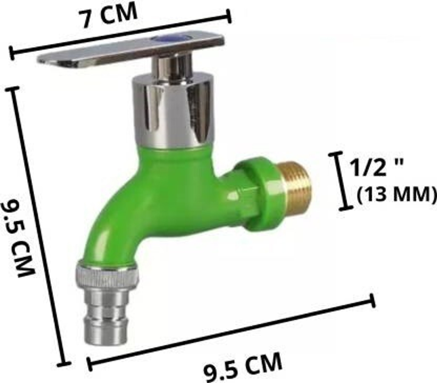 Image of Kyari PVC Miami Nozzle Bib Tap - Green Spout Faucet