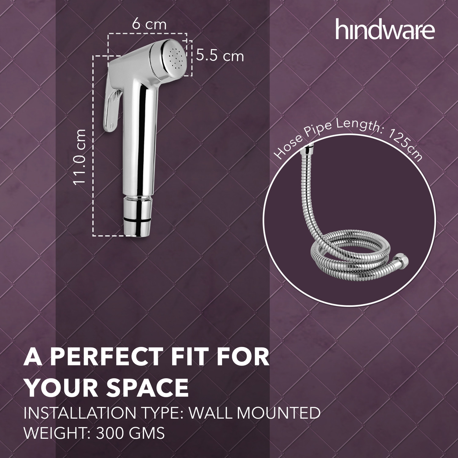 Image of Hindware Bathroom Jet Spray for Toilet | Rubbit Cleaning Technology Wall Hook Made of ABS Mirror-like Chrome Polish Finish Rust Resistant Health Faucet (Wall Mount Installation Type)