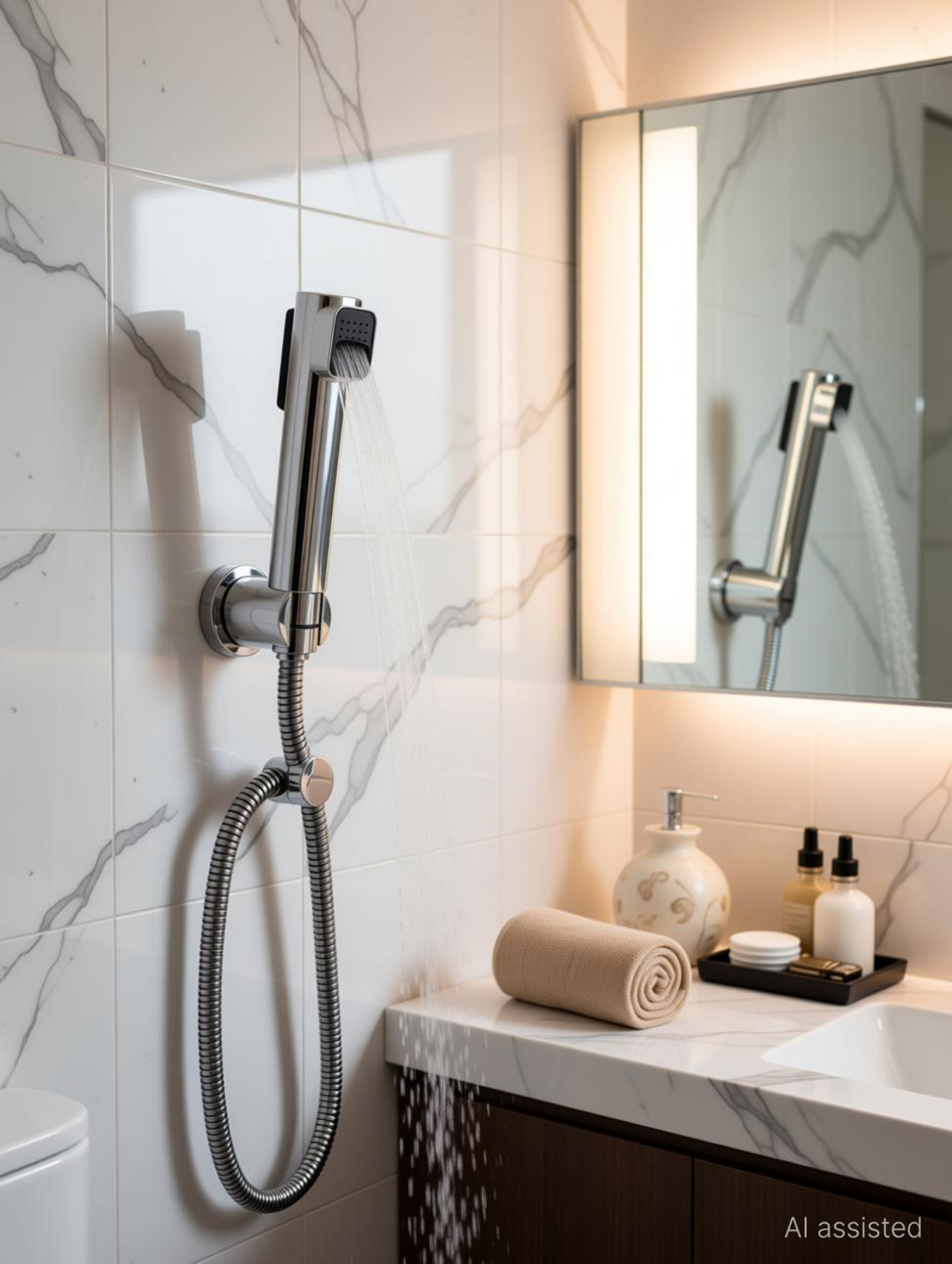 Image of LVSHA by LVSHA ABS 2 IN 1 Health Faucet Spray With 1 Mtr SS Flexible Pipe, Bidet Jet Spray. Jet Spray for Toilet, Faucet for Toilet, Chrome Finish With comes 2 water flow. Health Faucet