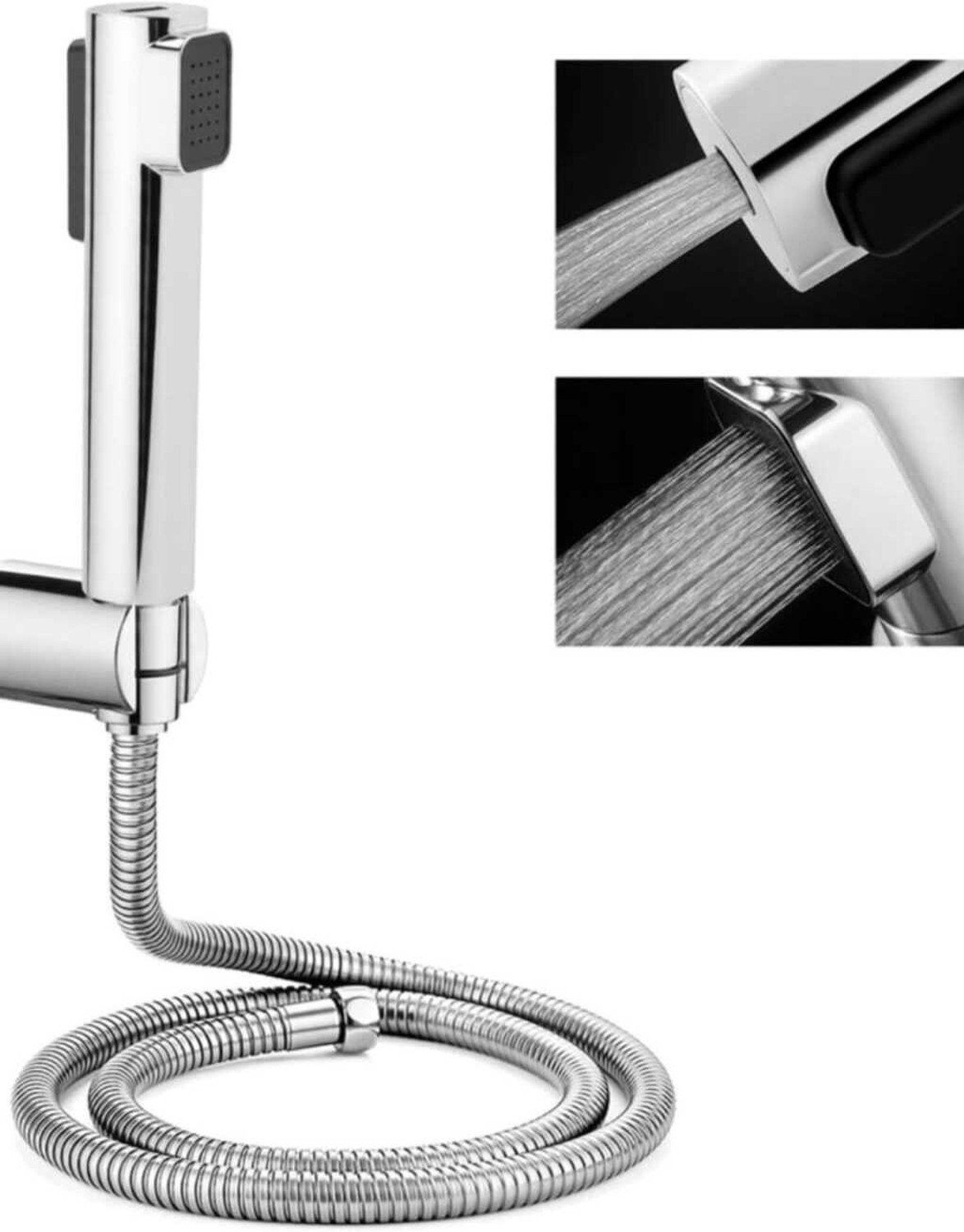 Image of LVSHA by LVSHA ABS 2 IN 1 Health Faucet Spray With 1 Mtr SS Flexible Pipe, Bidet Jet Spray. Jet Spray for Toilet, Faucet for Toilet, Chrome Finish With comes 2 water flow. Health Faucet