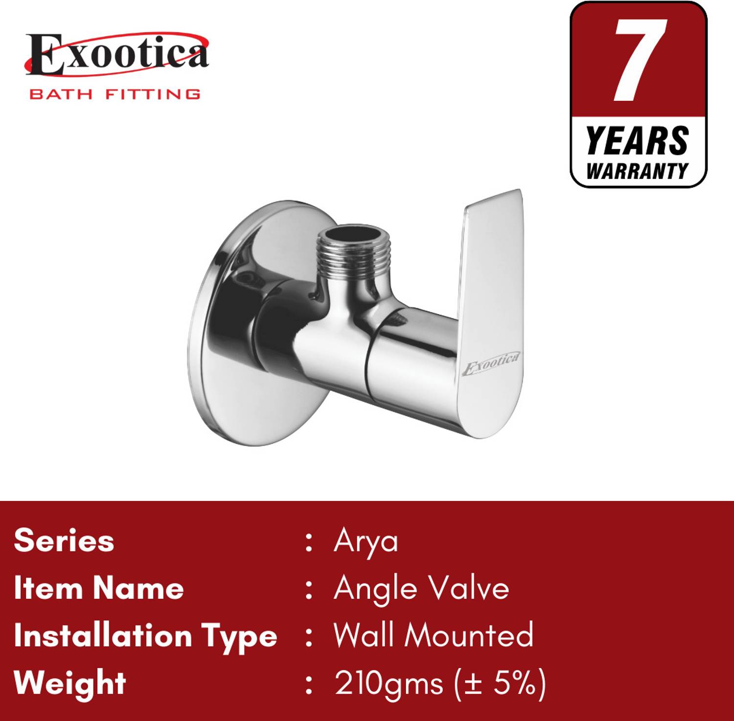 Exootica EXO-AV-HY-ARY-04 Brass Angle Valve with Wall Flange for