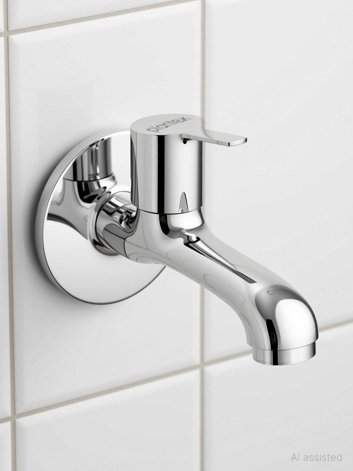 Image of Plantex Long Body Bib Cock Tap for Bathroom & Kitchen with Teflon Tape & Wall Flange Bib Tap Faucet