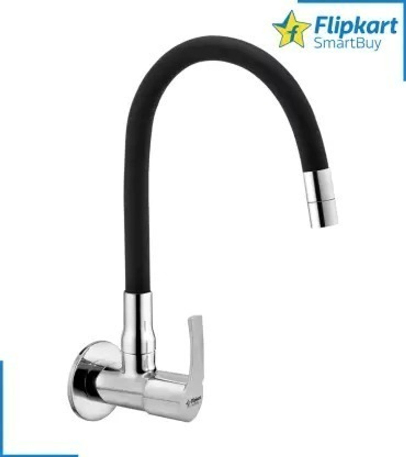 Image of Flipkart SmartBuy Topaz Flexible Sink Cock (Set of 1) Flxo Play With 360 Degree Flexible Black Silicon Swivel Spout& Single Flow Pattern For Hot OR Cold Water With Wall Flange Sink Tap Faucet