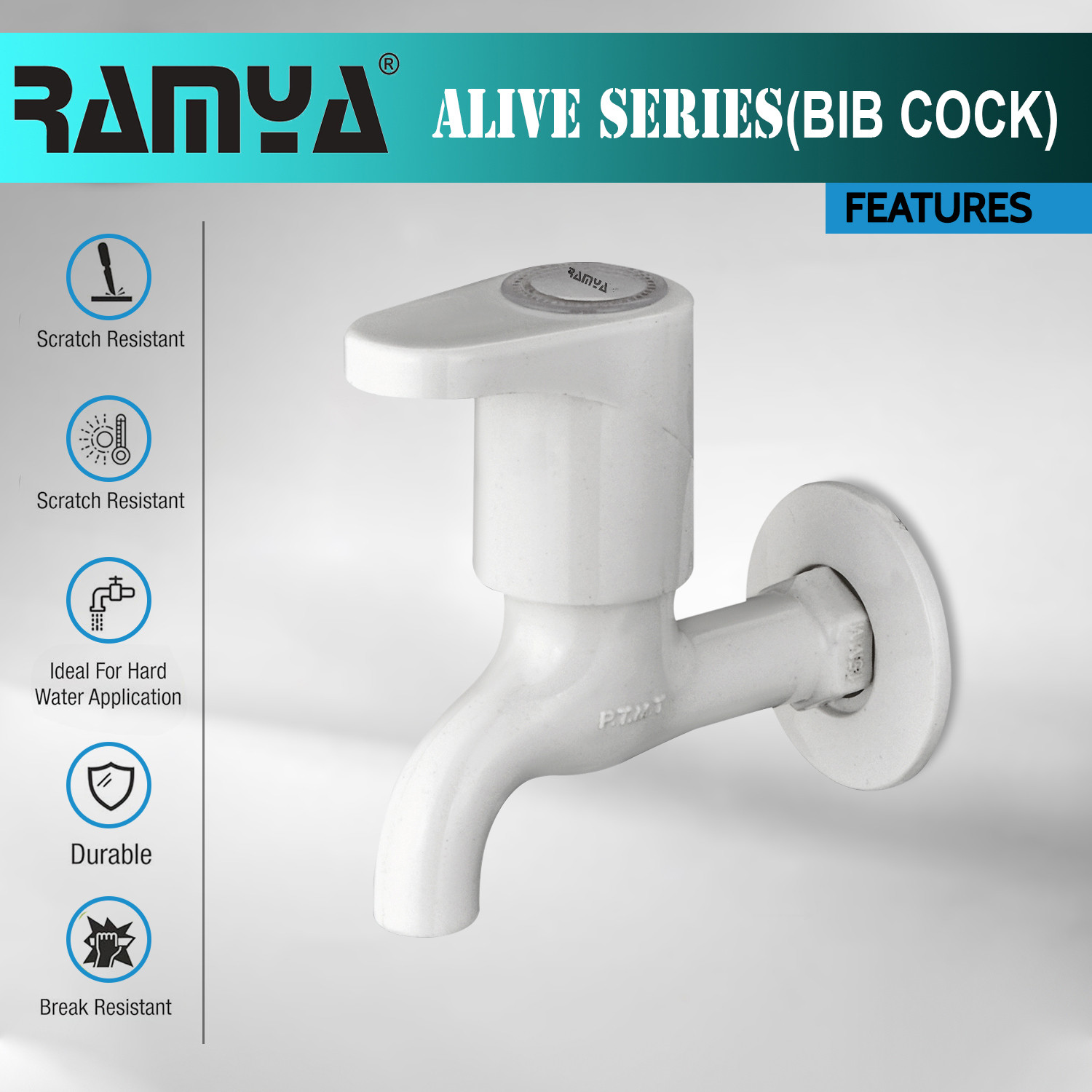 Image of Ramya Ailve Bib Cock Tap Pack OF 4 PTMT Heavy Plastic Faucet With Flange Superior Plastic Heavy Duty Bib Tap Faucet