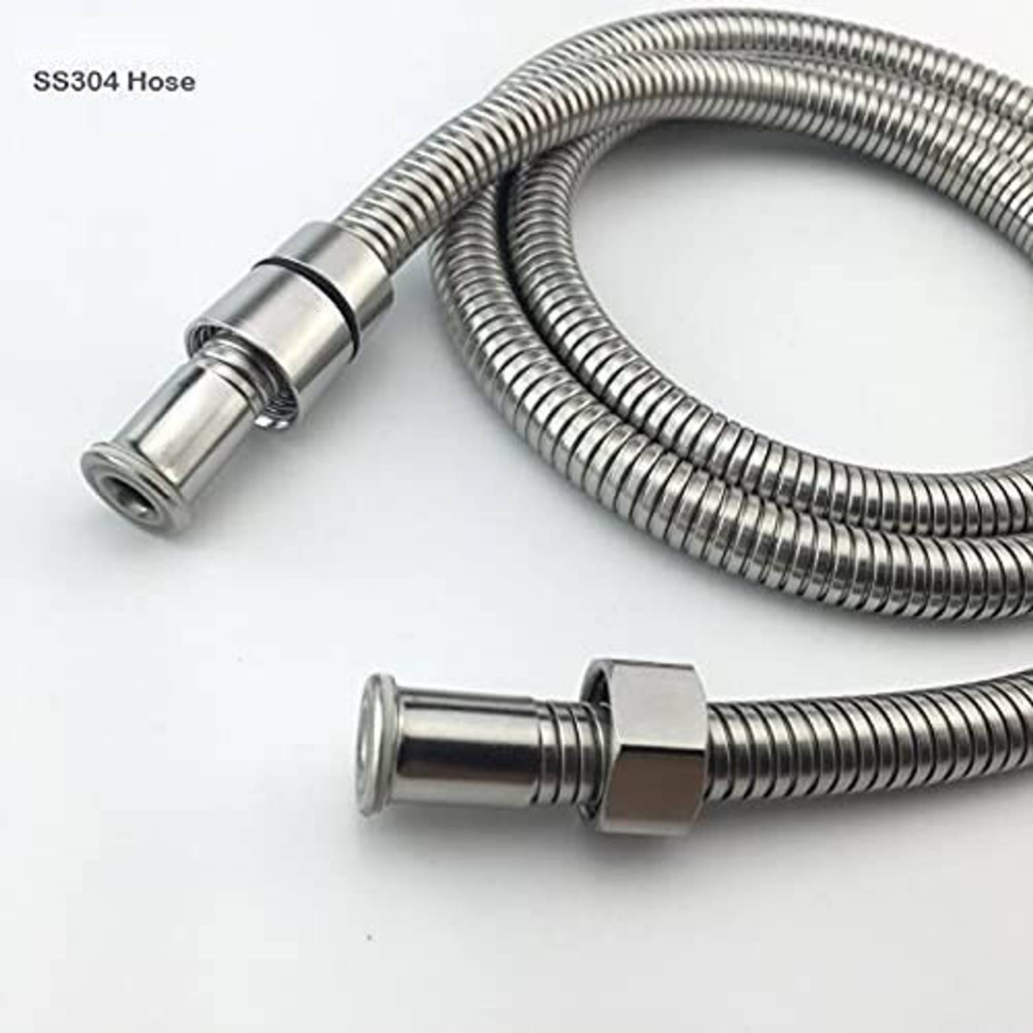 ANMEX SS-304 Grade, 1 Meter Flexible Shower Hose Pipe with ABS Wall Hook (Chrome) Health  Faucet