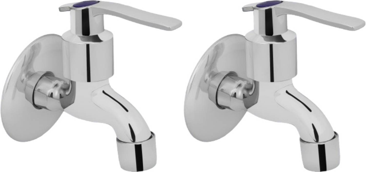 BATHONIX Stainless Steel 304-Grade Spoon Bib Cock Tap with Wall Flange (Repairable Brass Disc Fittings) - Pack of 2 Bib Tap Faucet