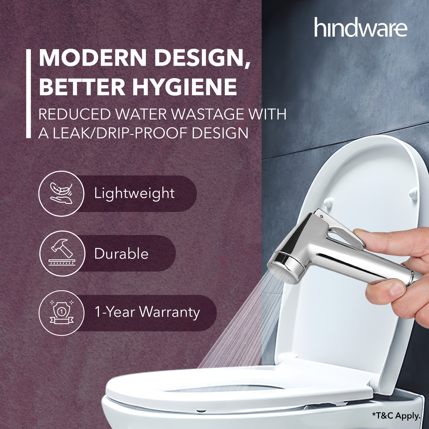 Image of Hindware Bathroom Jet Spray for Toilet | Rubbit Cleaning Technology Wall Hook Made of ABS Mirror-like Chrome Polish Finish Rust Resistant Health Faucet (Wall Mount Installation Type)