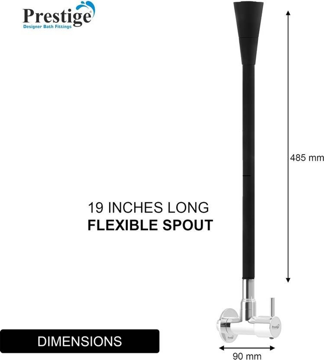 Image of Prestige Premium Quality Spout & Dual Flow Pattern For Hot OR Cold Water With Wall Flange SmartBuy Fusion Sink Cock - Flxo Play With 360 Degree Flexible Black Sink Tap Faucet