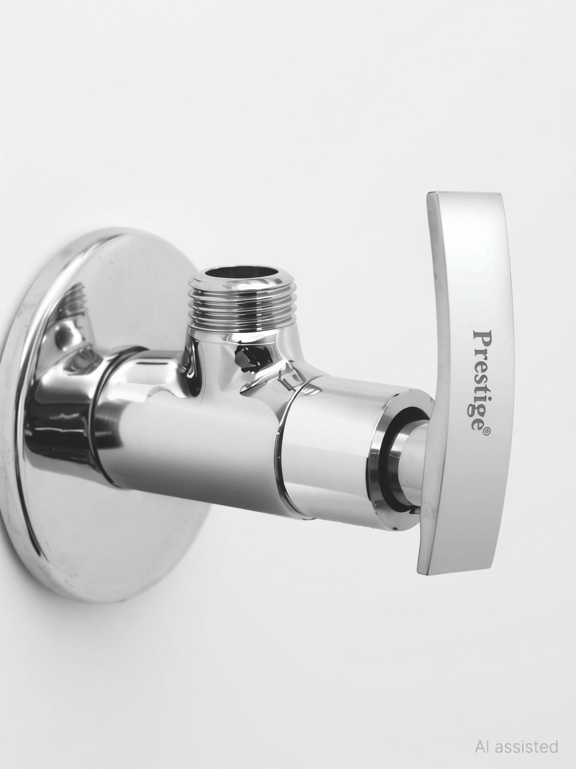 Image of Prestige Passion Brass With Wall Flange (Disc Fitting | Quarter Turn) (Silver)- Pack of 4 Angle Cock Faucet