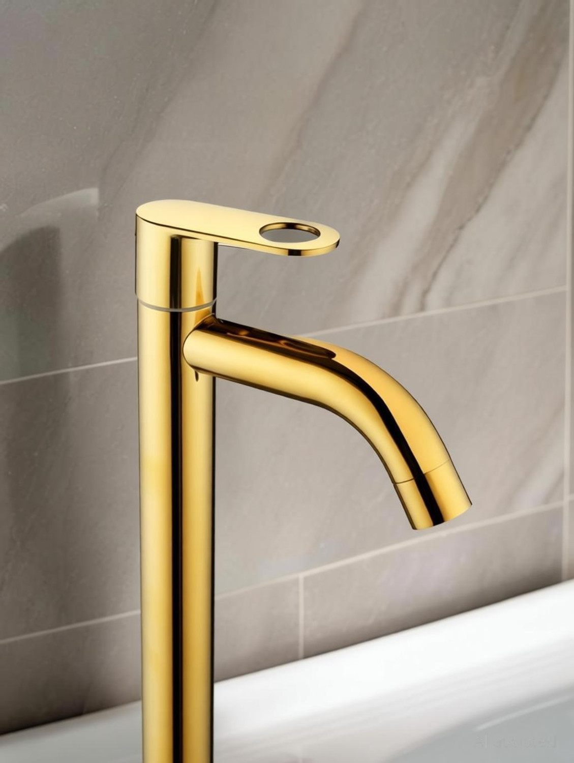 Image of Kopter - Tall Deck Mount Tabletop Basin Pillar Tap ( GOLD ) With HOLEX Handle Pillar Tap Faucet
