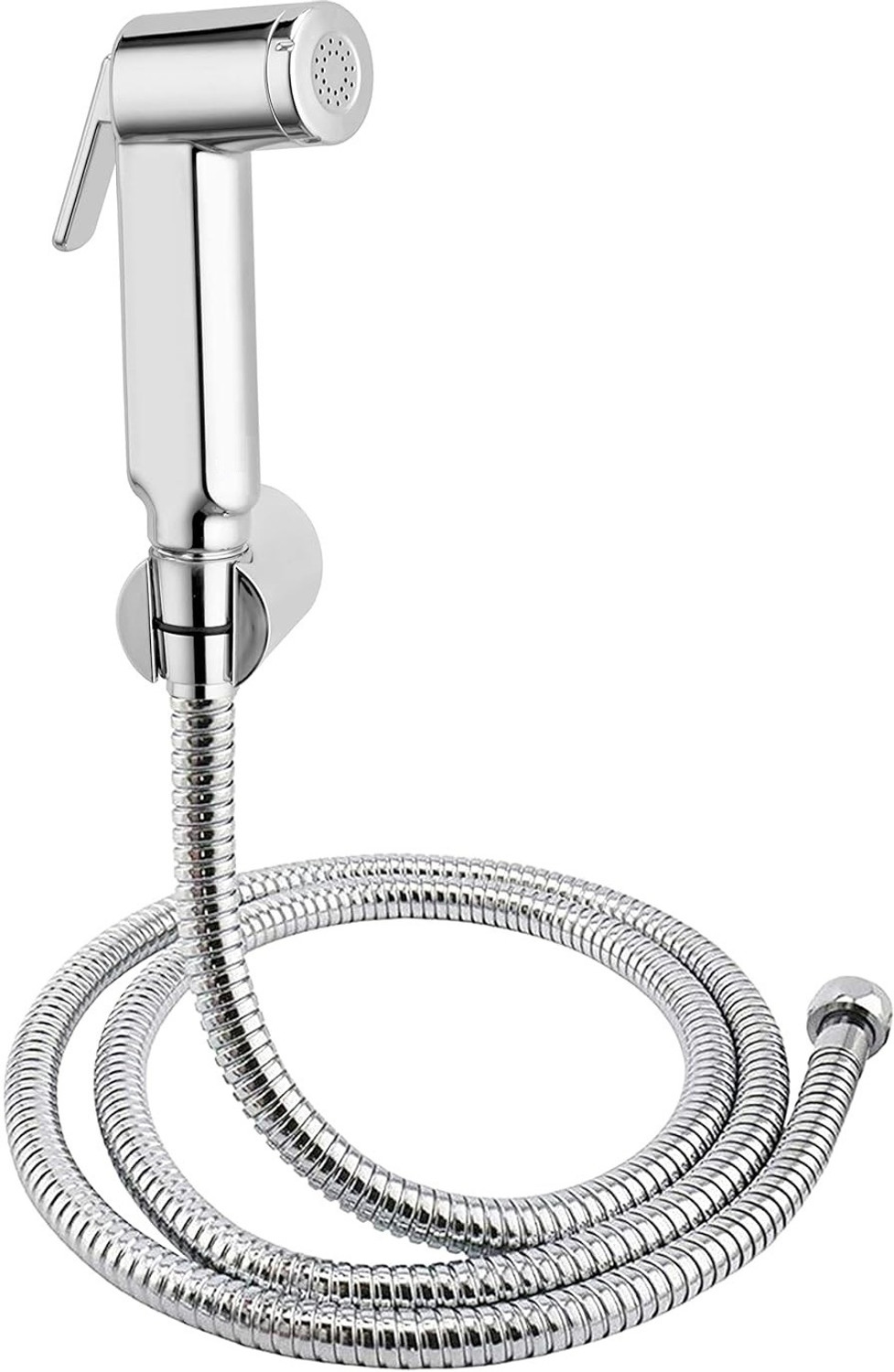 Image of KURIC ABS Health Faucet with SS-304 Grade 1 Meter Flexible Hose Pipe and Wall Hook Chrome Finish, Sink Sprayer, Jet Spray for Toilet, Wash Bidet Jet Spray Health Faucet