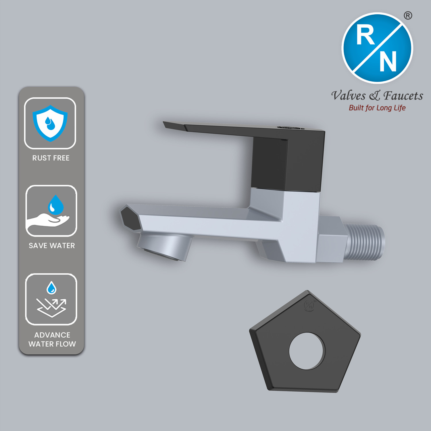 Image of RN Luxury G20 Collection 15mm Bib Cock with Foam Flow & Flange Leak Proof Pack of 2 Bib Tap Faucet