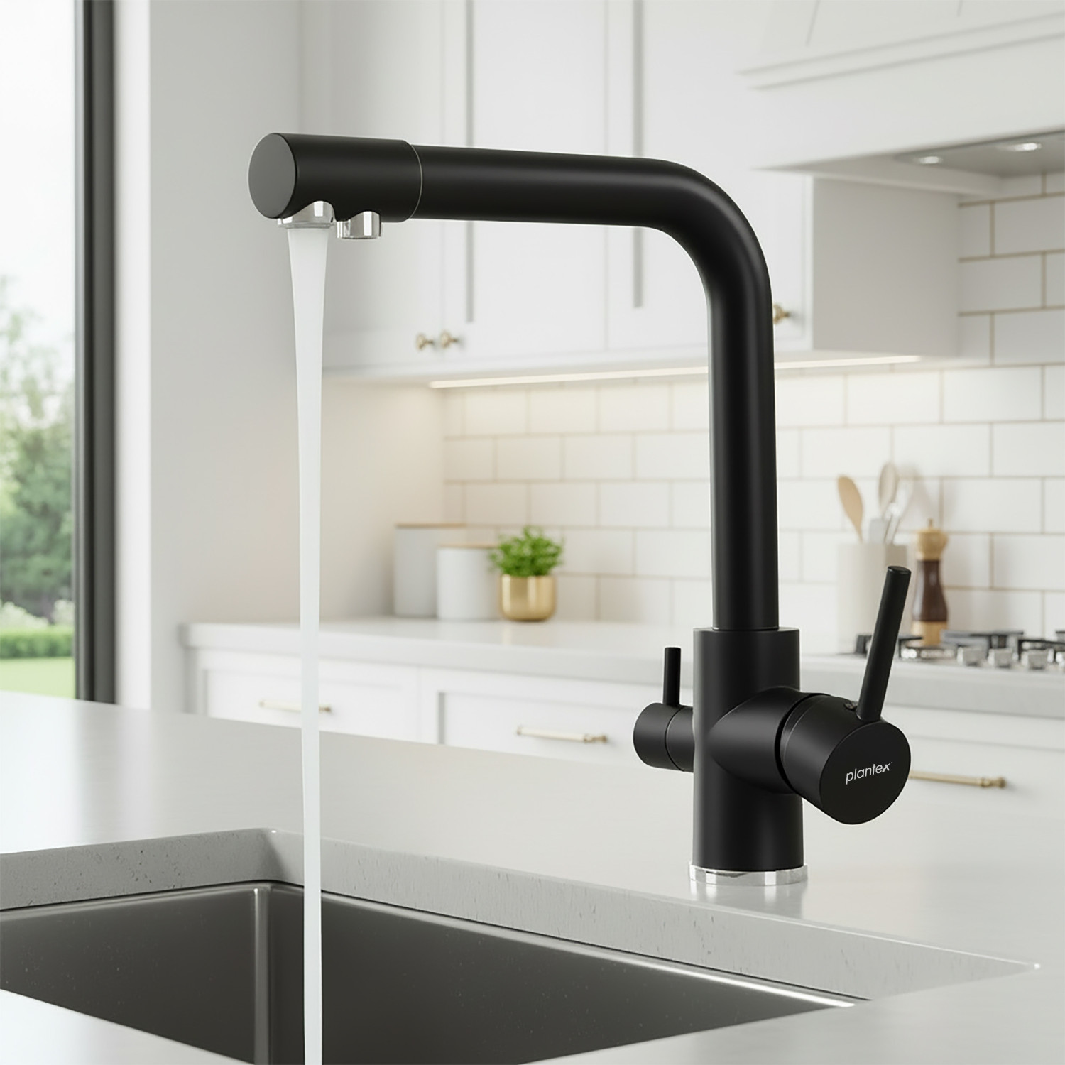 Image of Plantex Kitchen Sink Faucet /Kitchen Tap Handle /Double Handle Kitchen Mixer Tap Hot &Cold Sink Mixer Faucet