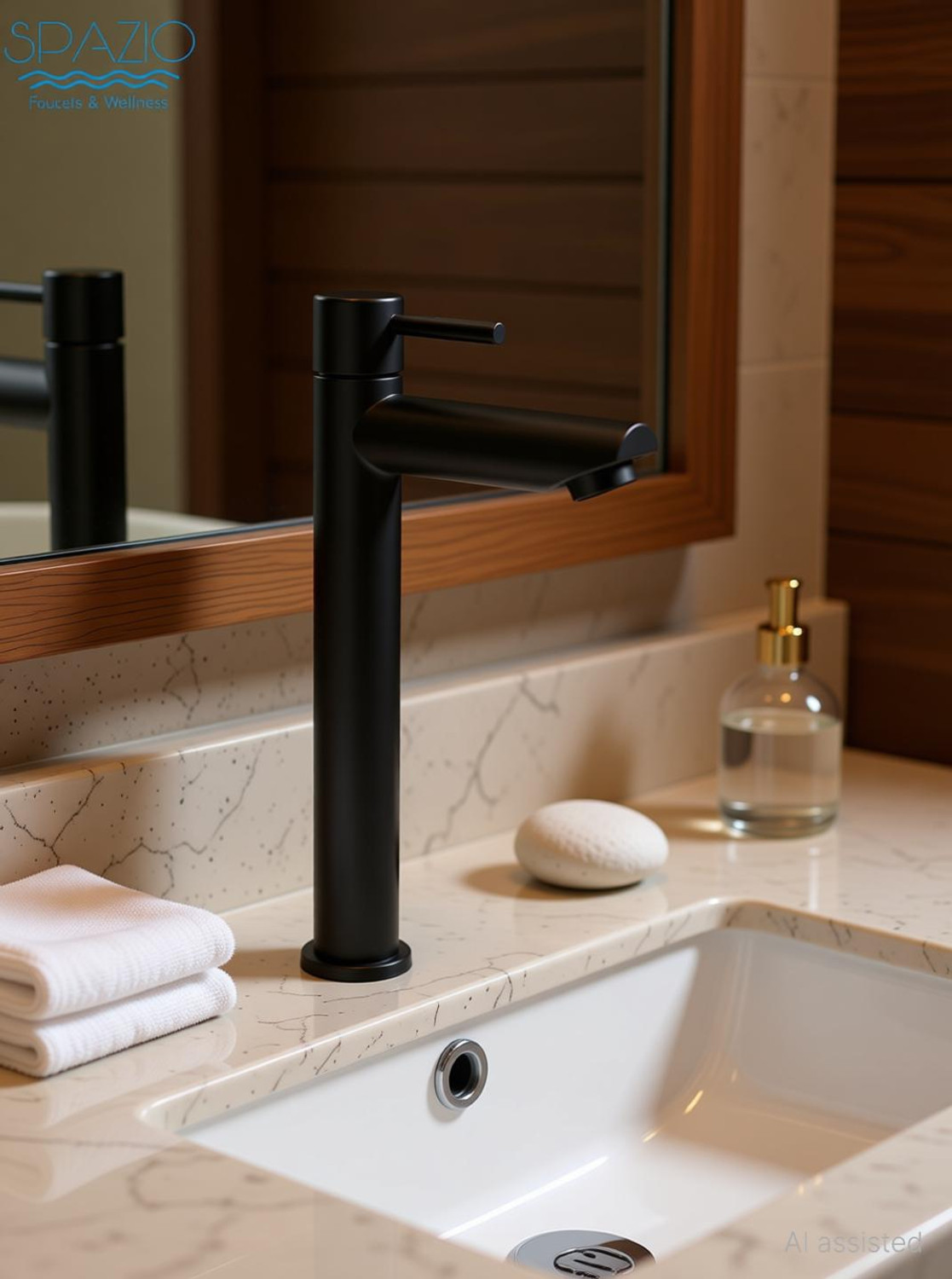 Image of Spazio Premium Quality Black Turbo Tall Pillar Cock Tap With Long Spout & 12 Inches Tall Body Tall Boy Extended PVD Coated Pillar Tap Faucet