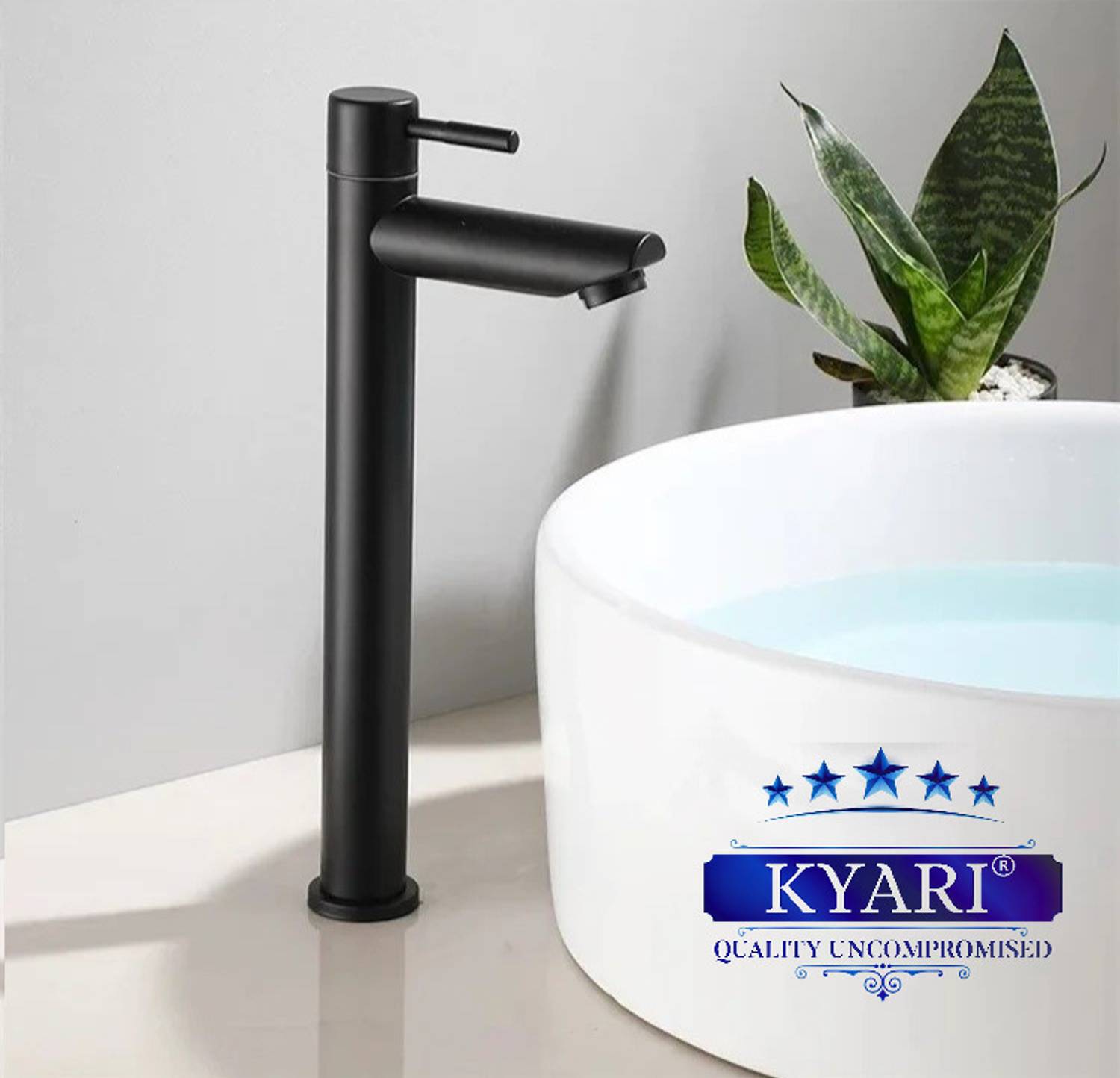 Kyari 12 inch Black Table Top Pillar Tap - Image 1