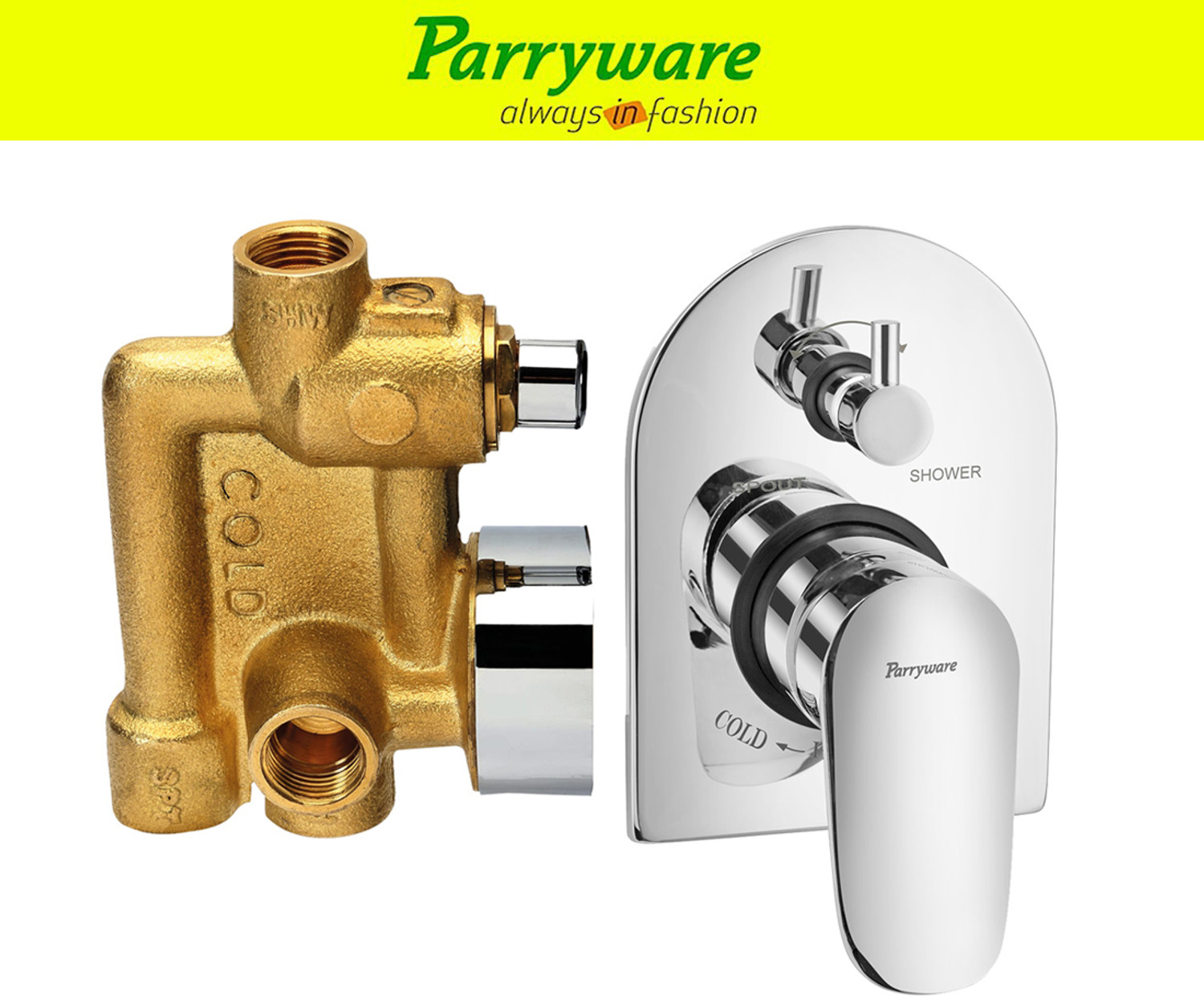 Image of Parryware Alpha 3 way conceald diverter body + upper trim 033 Alpha Diverter with upper trim Diverter Faucet