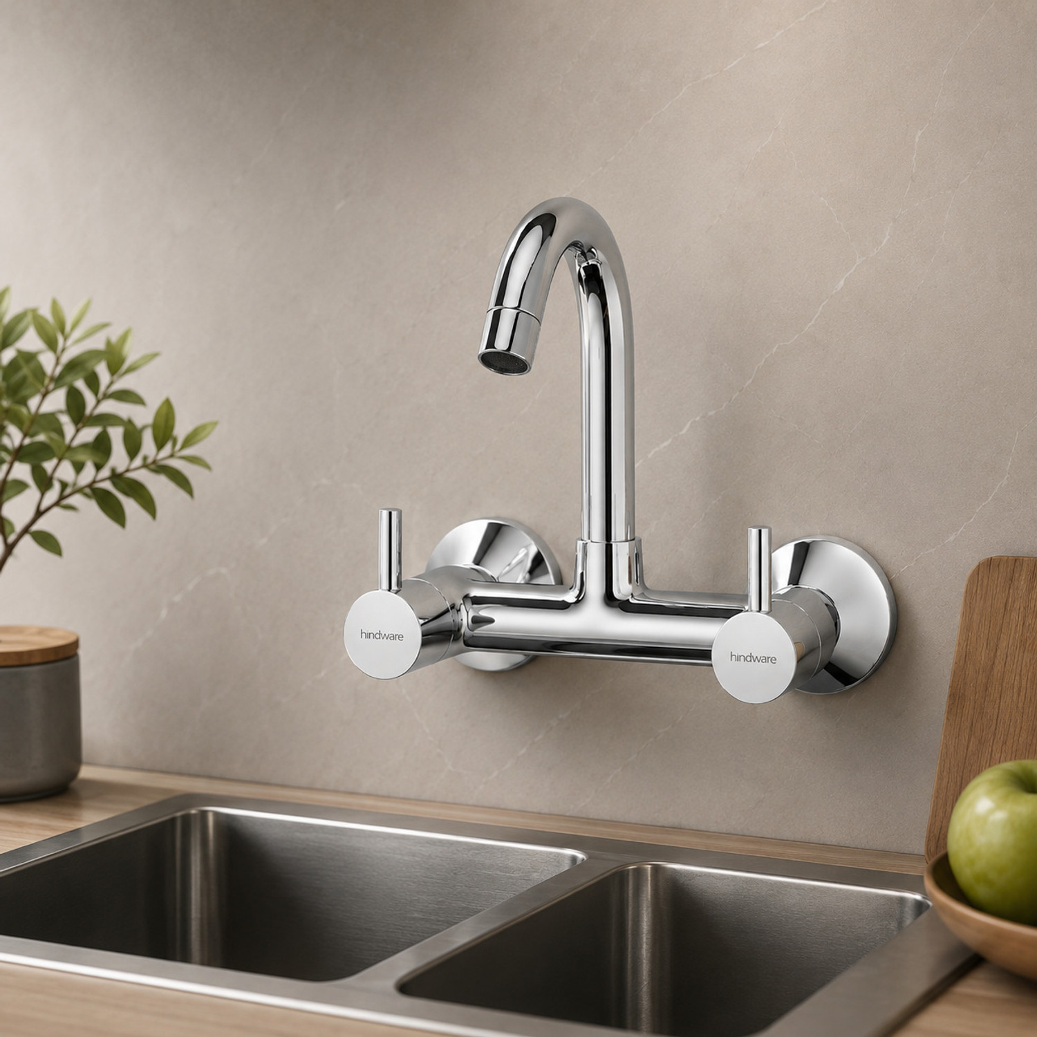 Image of Hindware by Hindware Dove Sink Tap for Kitchen | Swivel Spout | Deck Mount Installation Made of Brass Mirror-like Chrome Polish Finish Rust Resistant Pillar Tap Faucet