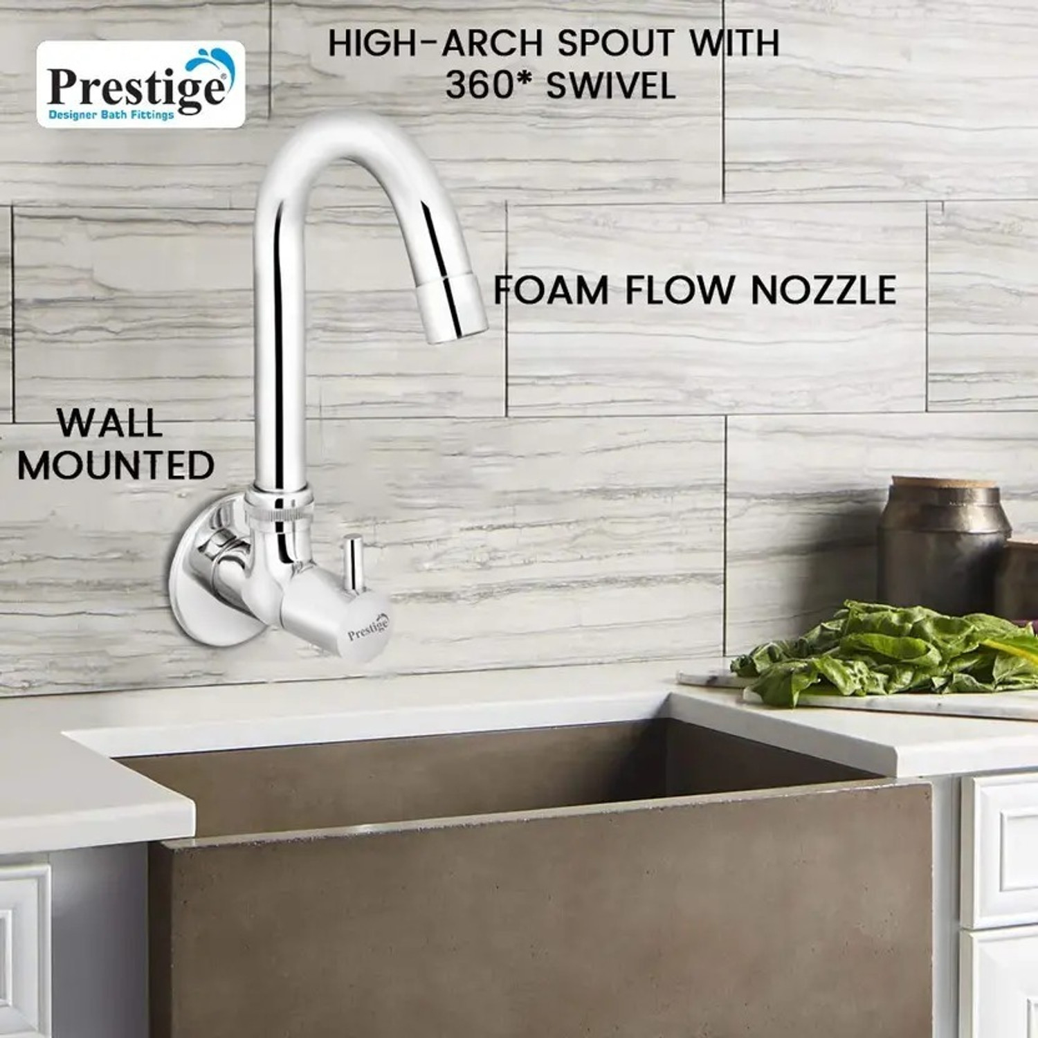 Image of Prestige Dove Sink Cock-Pack Of 2 Pillar Tap for Kitchen Sink Tap Faucet