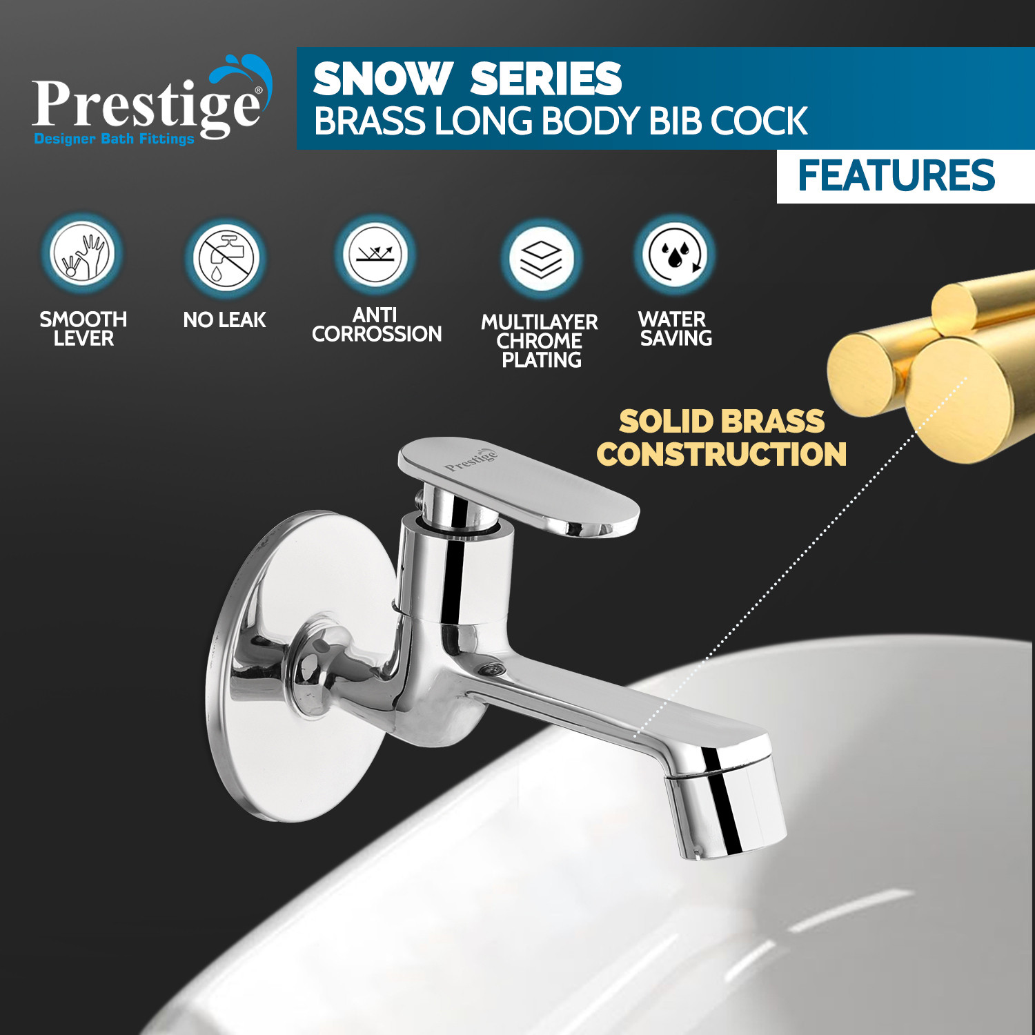 Image of Prestige Croma Long Body Bib Tap Faucet