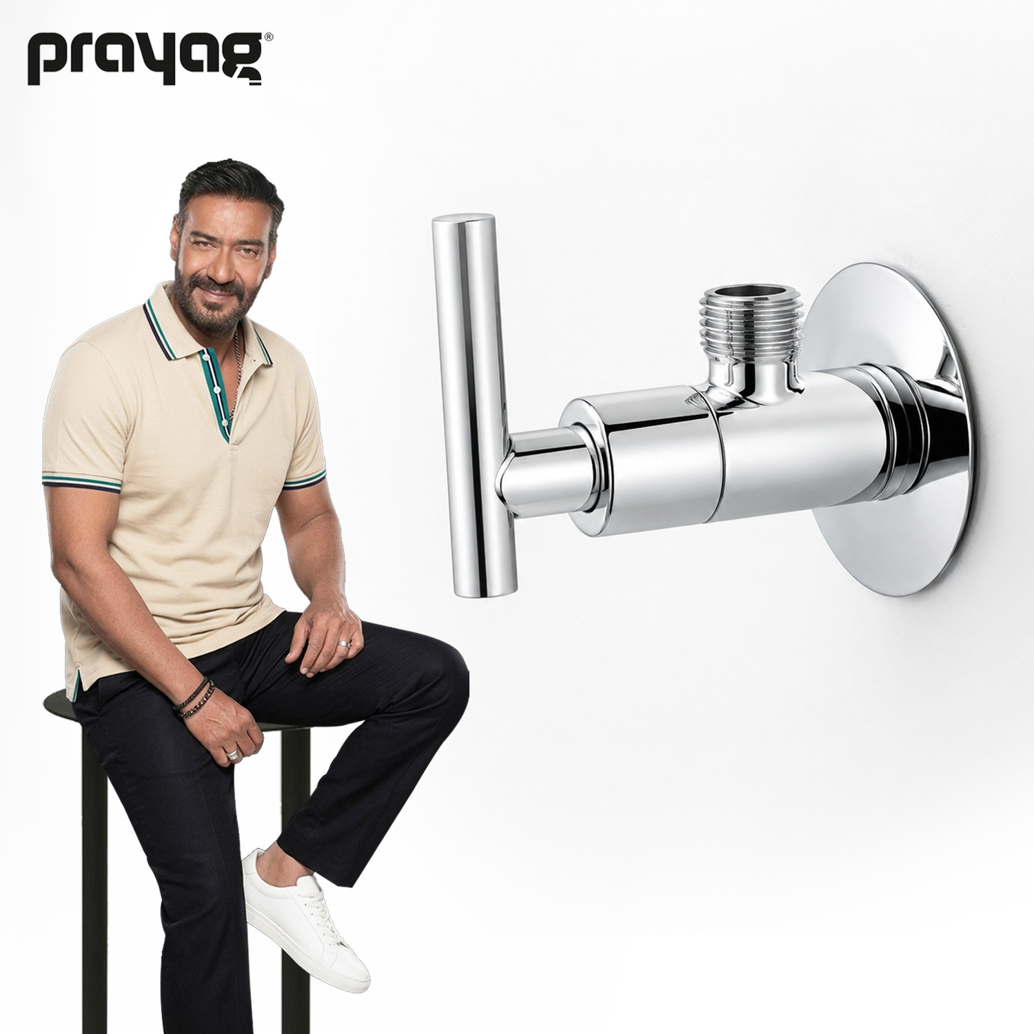Image of Prayag Angle Cock (Tulip) 15mm - Chrome Plated Wall Tap for Bathroom Kitchen Basin Angle Cock Faucet